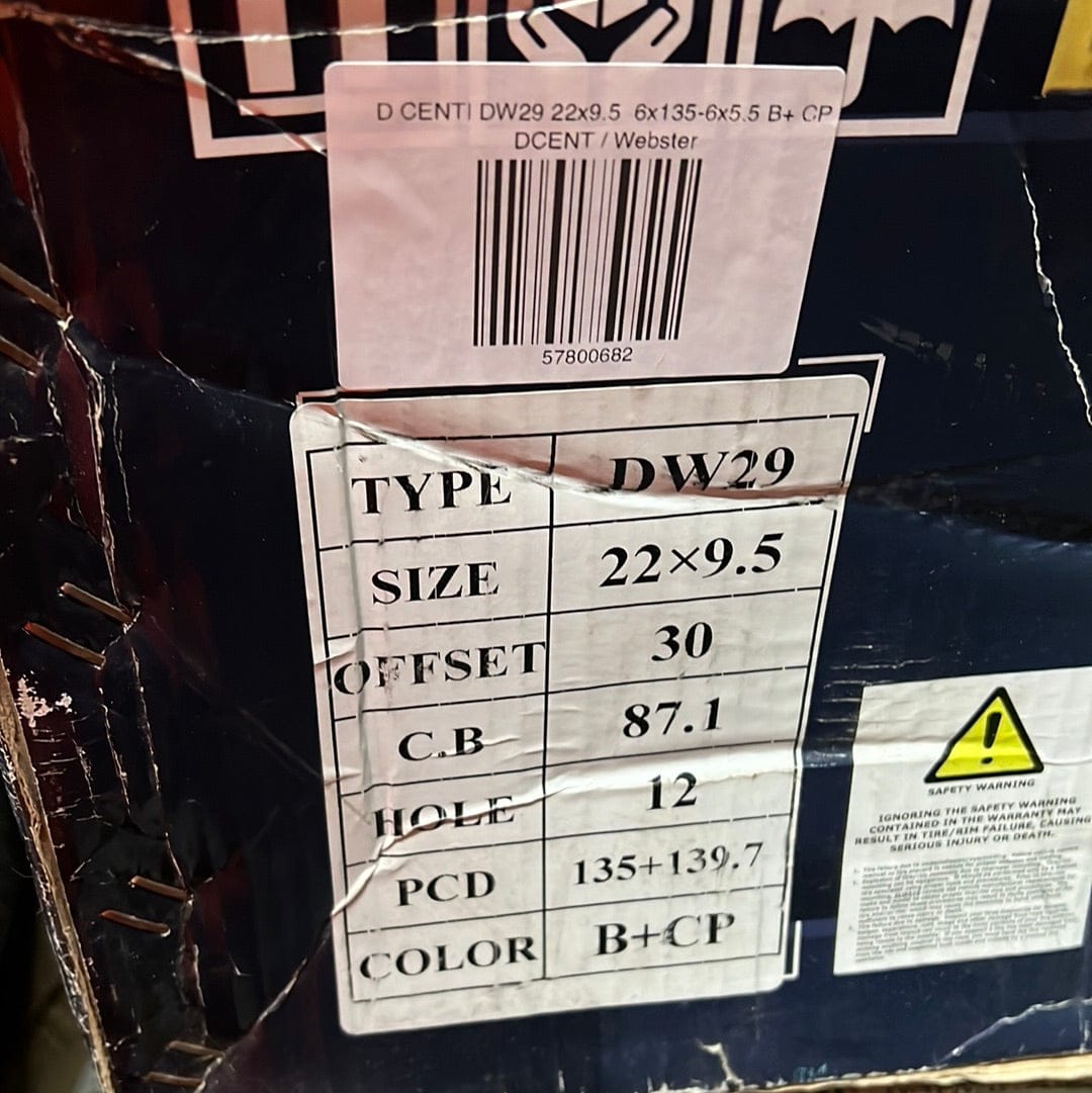 D CENTI DW29 22x9.5 6x135 - 6x5.5 B+ CP - Gun Hill Tire House (WTW - WHOLESALE TIRES & WHEELS)