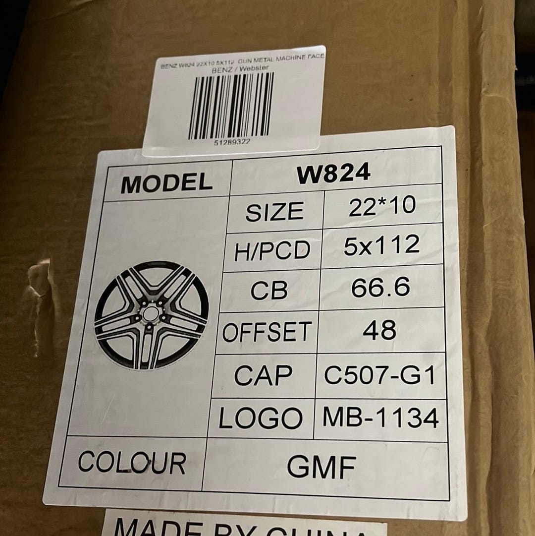 WHEELS W824 22X10 5X112 GUN METAL MACHINE FACE - Gun Hill Tire House (WTW - WHOLESALE TIRES & WHEELS)