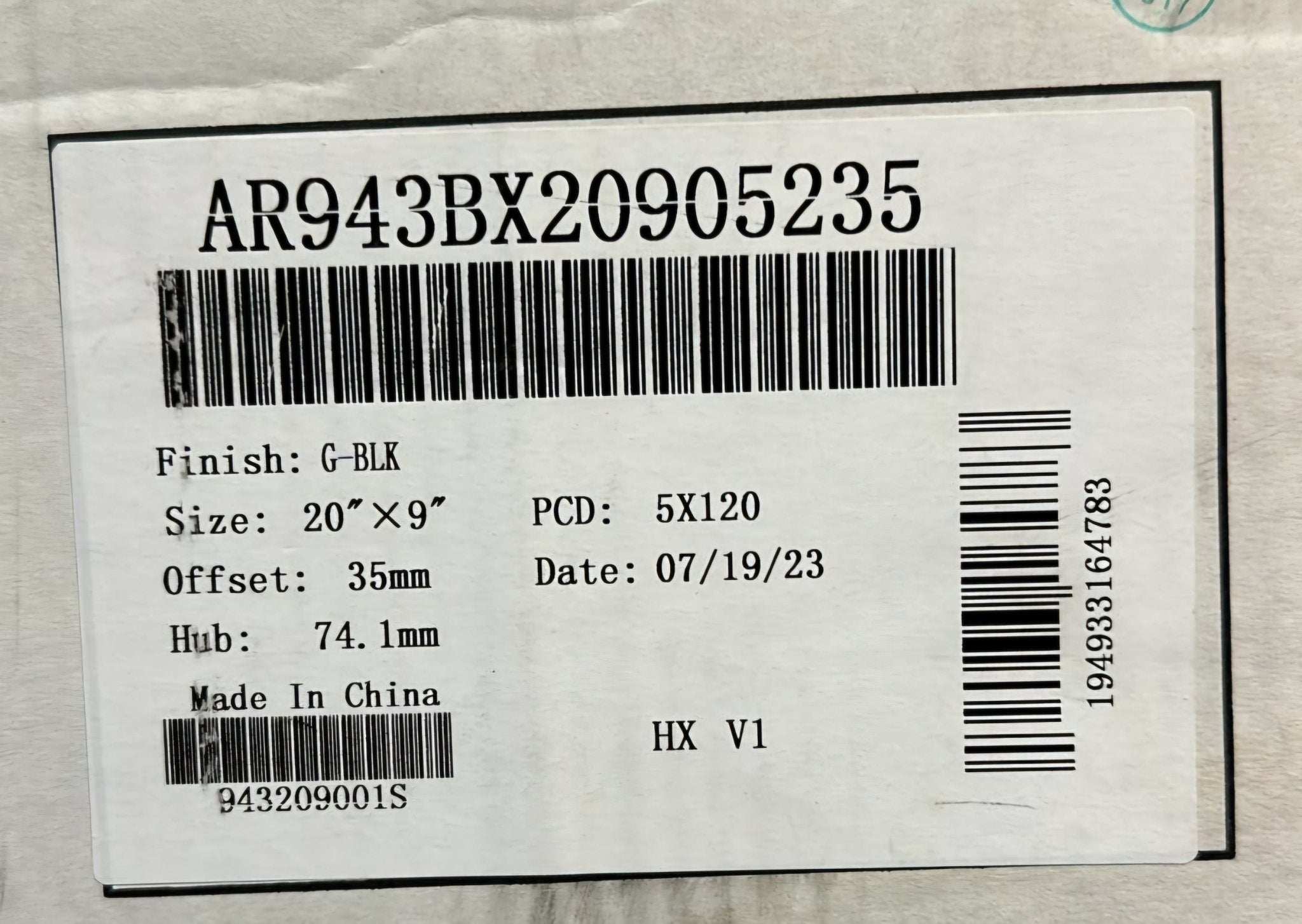 AR943 20X9 5X120 GLOSS BLACK - Gun Hill Tire House (WTW - WHOLESALE TIRES & WHEELS)