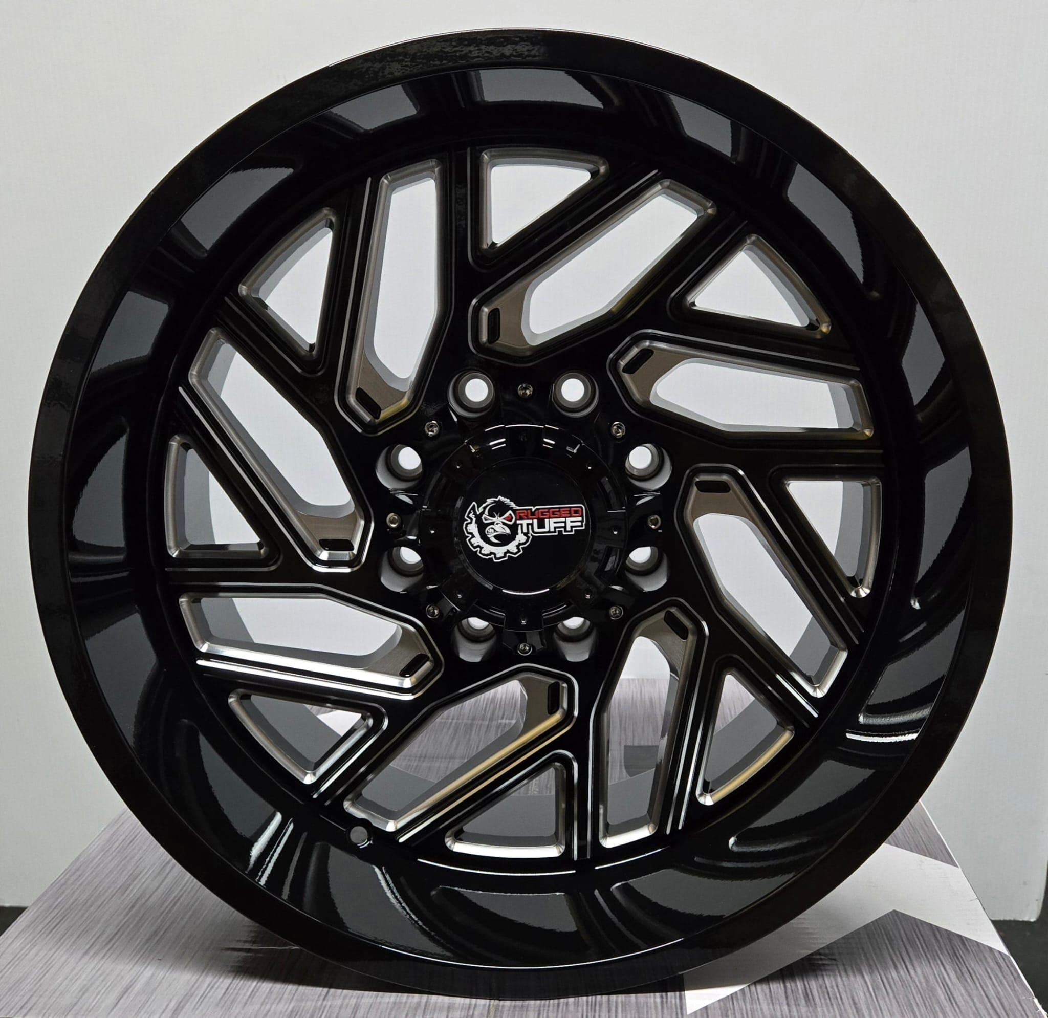 RUGGED TUFF RT828 20X10 8X180 PIANO BLACK MACHUNED MILLING - Gun Hill Tire House (WTW - WHOLESALE TIRES & WHEELS)