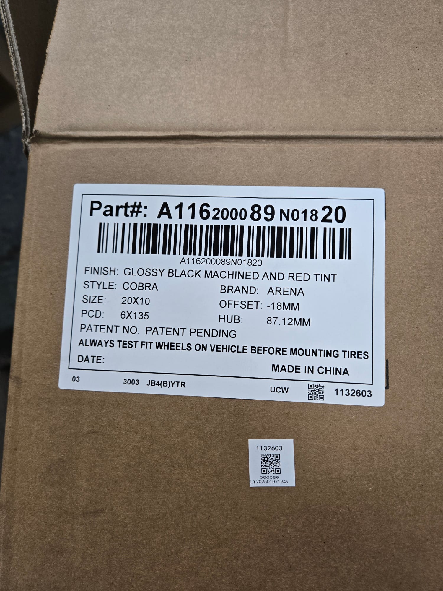 A116 ARENA COBRA 6X135 GLOSS BLACK MACHINE RED TINT - Gun Hill Tire House (WTW - WHOLESALE TIRES & WHEELS)