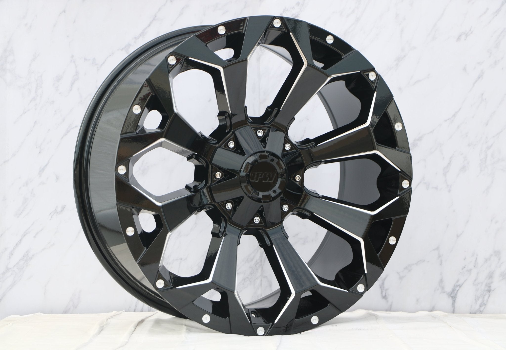 W950 1670 Gloss Black Milled 22x10 ET0 5x127/114.3 CB71.6 - Gun Hill Tire House (WTW - WHOLESALE TIRES & WHEELS)