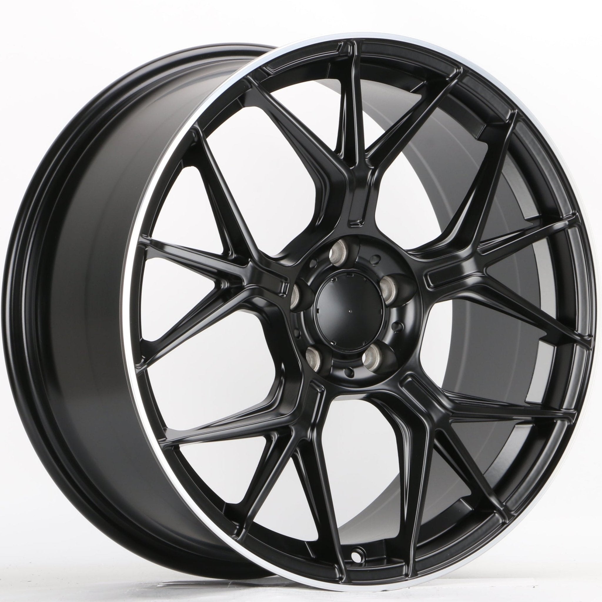 W871 iV - 622 Satin Black Machined Lip 19x8.5 ET35 5x112 CB66.6 - Gun Hill Tire House (WTW - WHOLESALE TIRES & WHEELS)