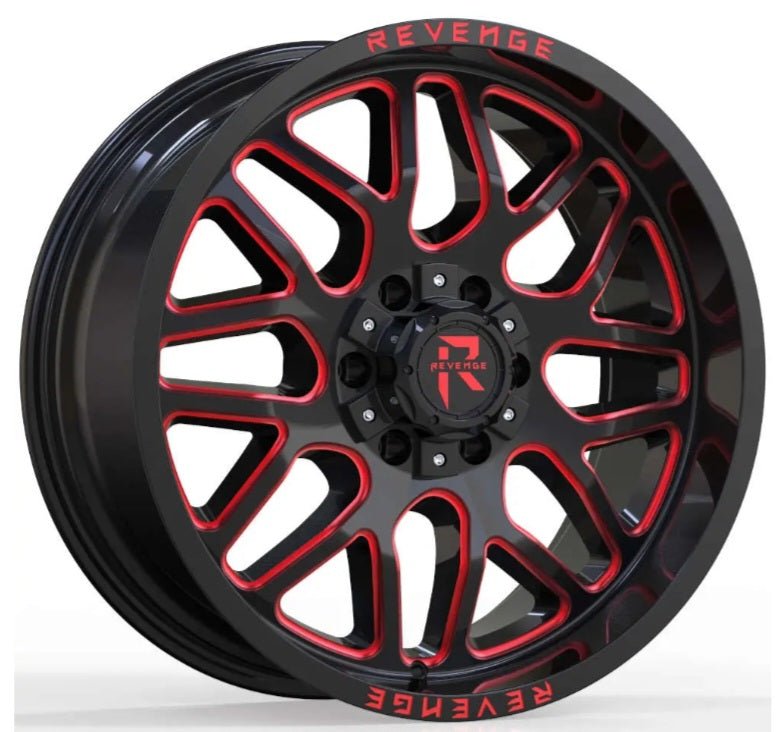 REVENGE RV - 206 20X10 5X127 5X139.7 BLACK AND RED MILLED - Gun Hill Tire House (WTW - WHOLESALE TIRES & WHEELS)