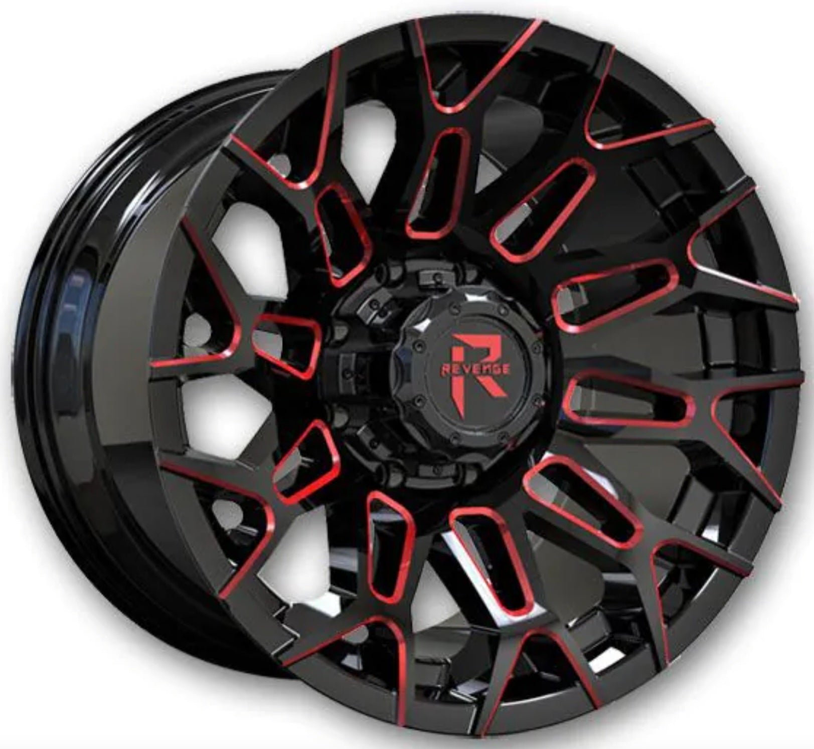 REVENGE RV - 203 20X10 5X127 5X139.7 BLACK AND RED MILLED - Gun Hill Tire House (WTW - WHOLESALE TIRES & WHEELS)