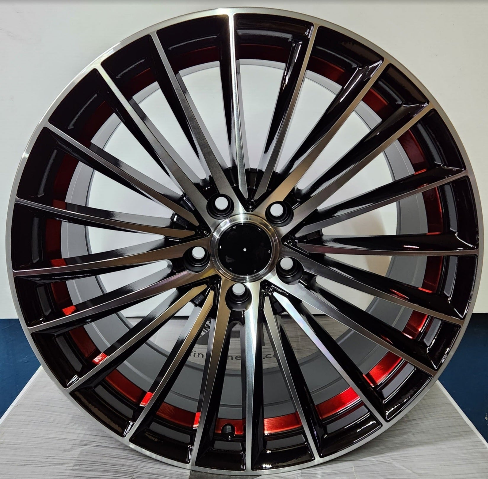 MB - 5608 WHEELS 18x8.0 5x112 GLOSS BLACK MACHINED FACE RED UNDER CUT - Gun Hill Tire House (WTW - WHOLESALE TIRES & WHEELS)