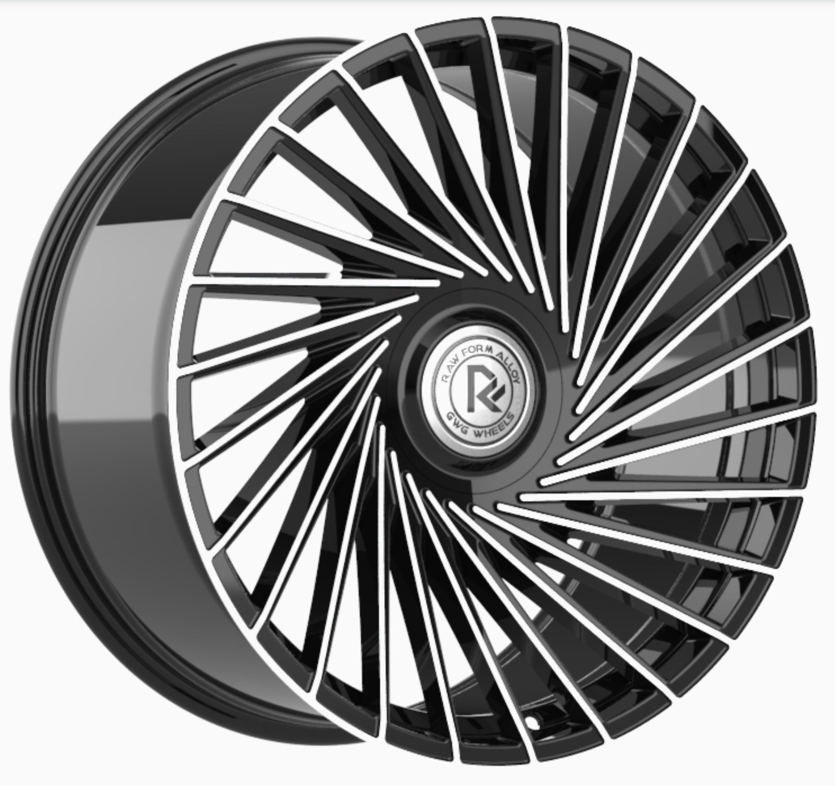 GWG RF2 20x10.5 5x114.3 GLOSS BLACK BRUSHED FACE - Gun Hill Tire House (WTW - WHOLESALE TIRES & WHEELS)