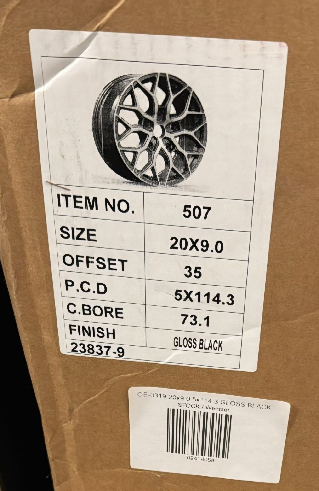 PEGASUS - 0319 507 Si - 01 HF - 2 REP 20x9.0 5x112 / 5x114.3 GLOSS BLACK - Gun Hill Tire House (WTW - WHOLESALE TIRES & WHEELS)