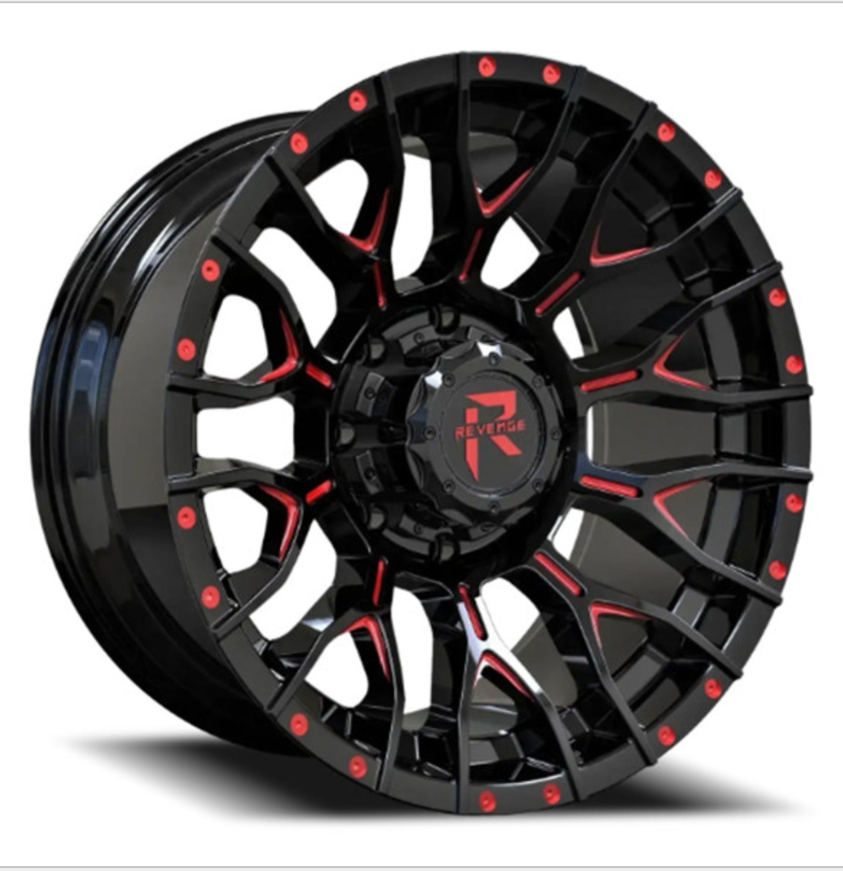 REVENGE RV - 201 20X10 8X165.1 BLACK AND RED MILLE - Gun Hill Tire House (WTW - WHOLESALE TIRES & WHEELS)