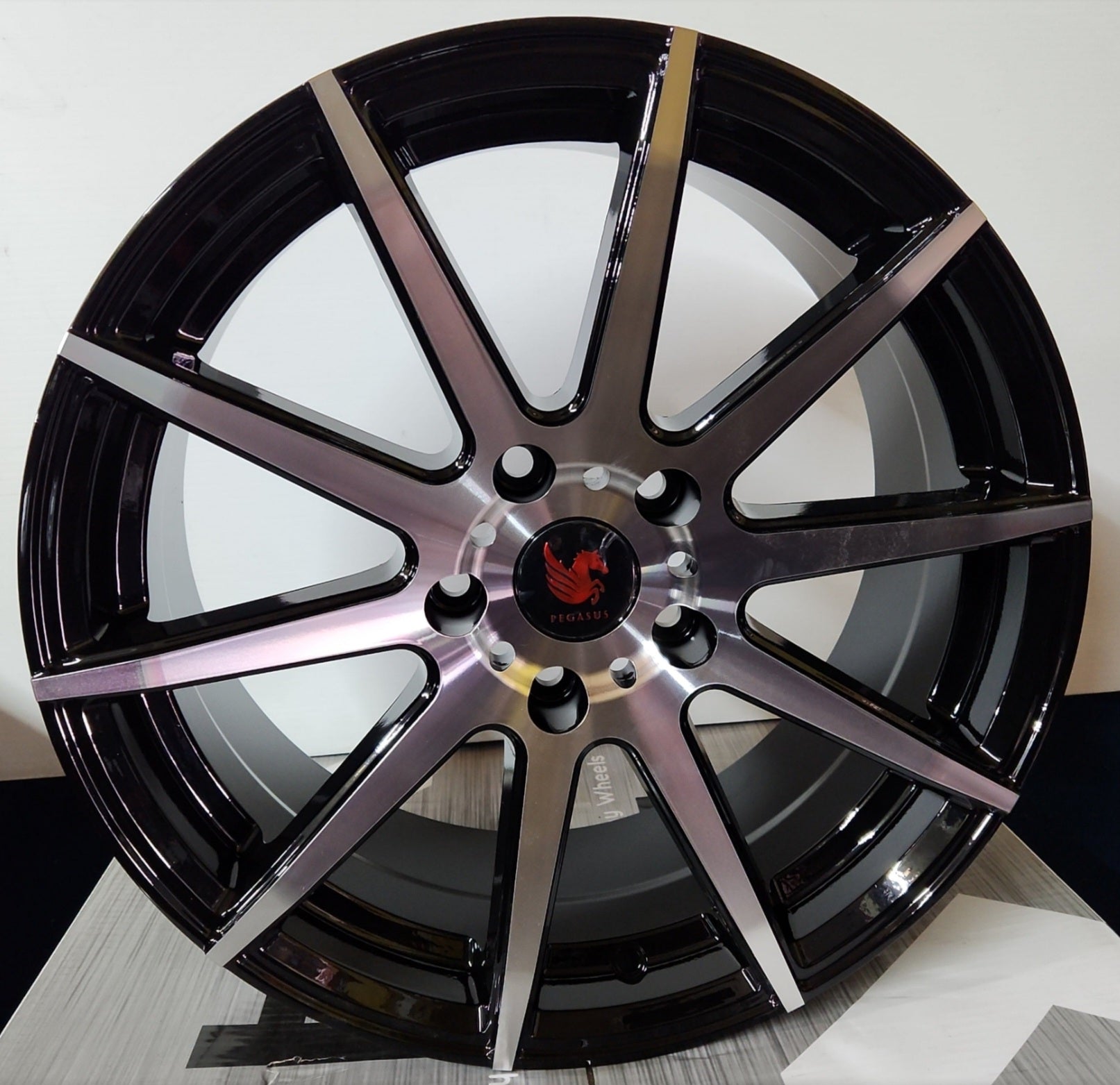 PEGASUS AD12 17x7.5 5X114.3 PIANO BLACK MACHINED FACE - Gun Hill Tire House (WTW - WHOLESALE TIRES & WHEELS)