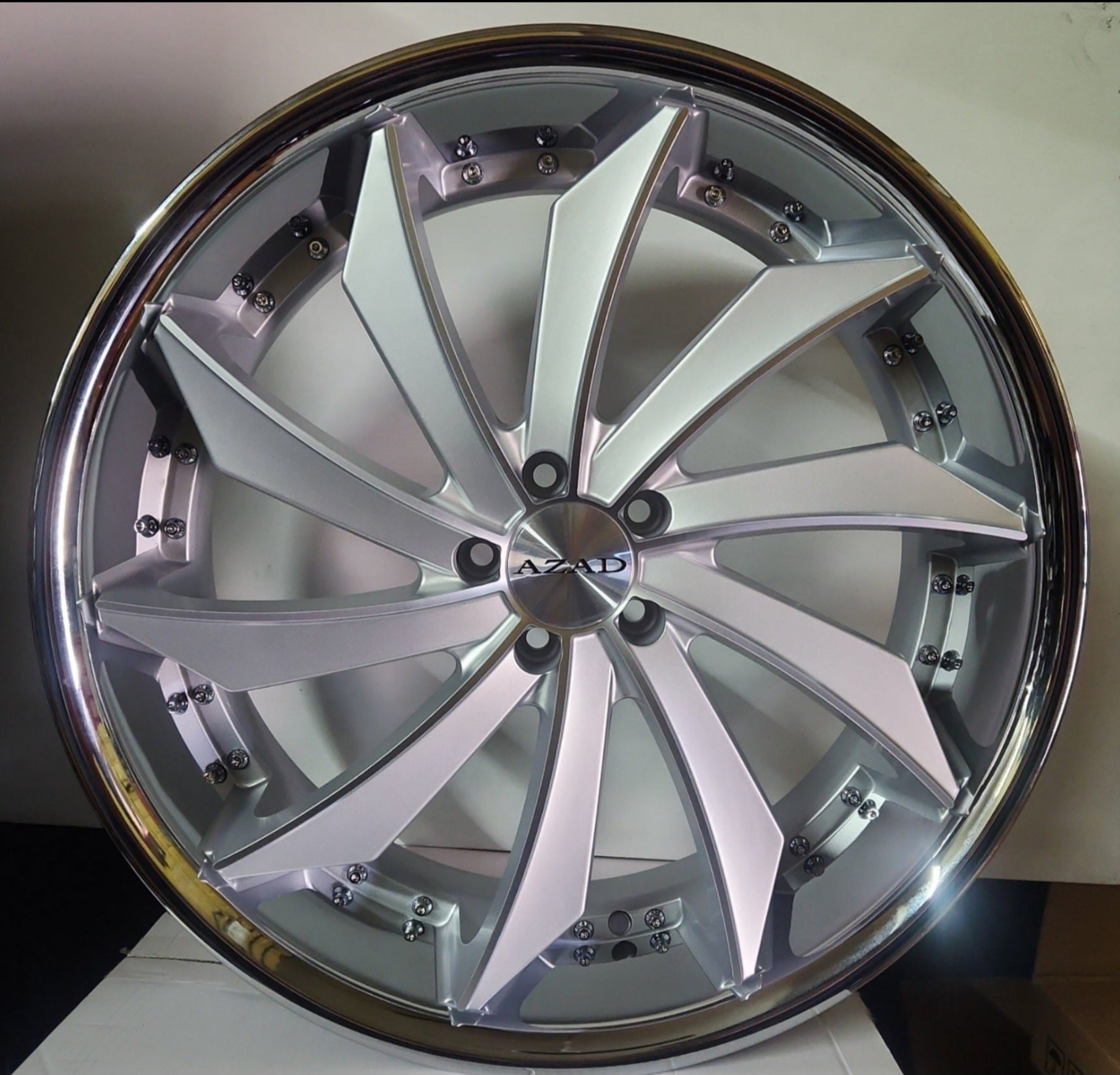 AZAD AZ911 22X10.5 5X120 RIGH HAND SILVER + STAINELESS STEEL LIP - Gun Hill Tire House (WTW - WHOLESALE TIRES & WHEELS)