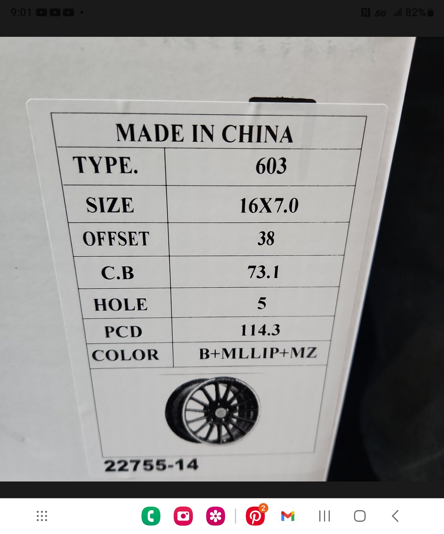 BELSEN WHEEL 603 - M 16X7 5X114.3 B+MLLIP+MZ - Gun Hill Tire House (WTW - WHOLESALE TIRES & WHEELS)