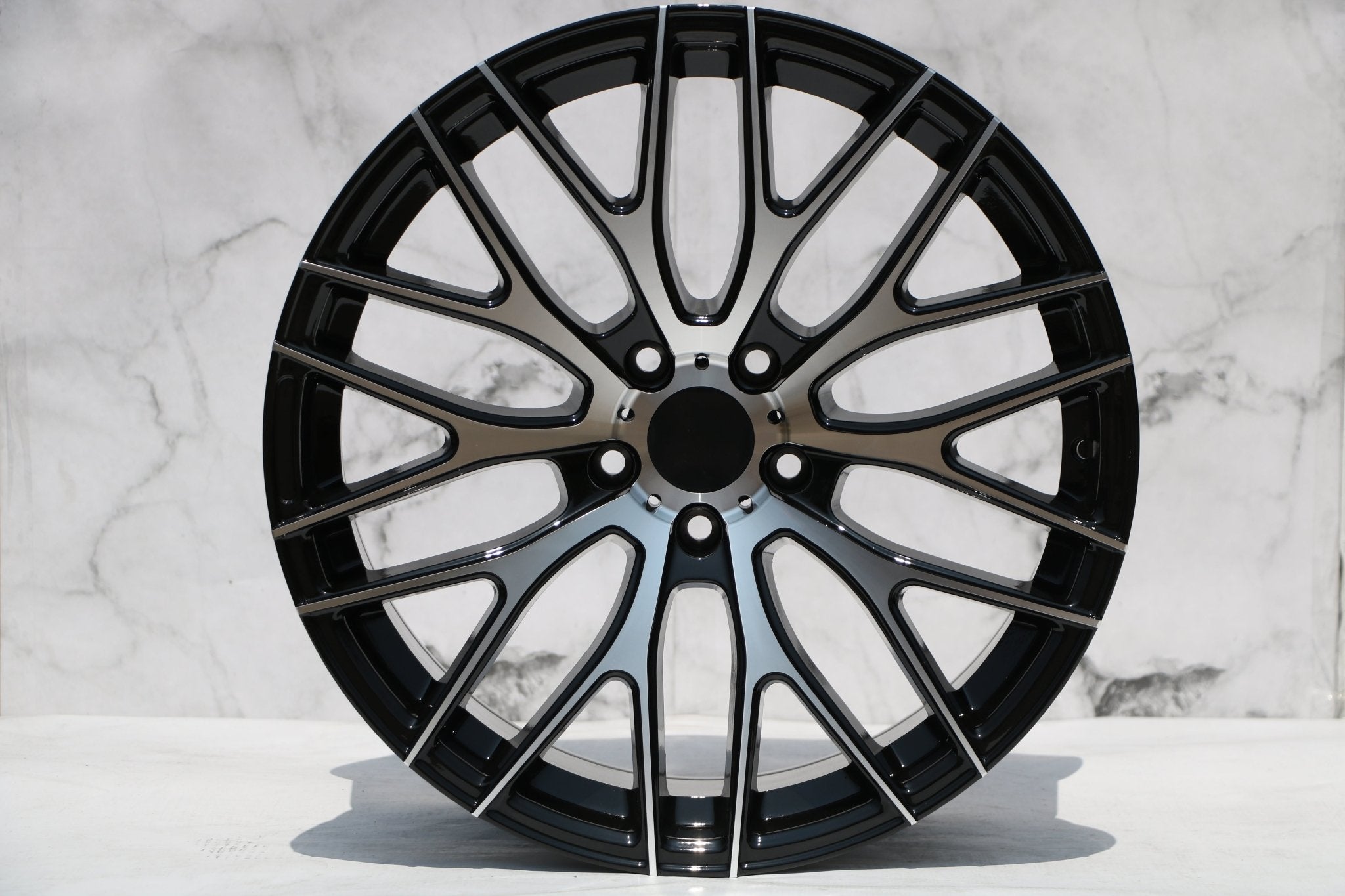 W008 D973 Black Machined Face 19x9.5 ET35 5x112/114.3 CB73.1 - Gun Hill Tire House (WTW - WHOLESALE TIRES & WHEELS)