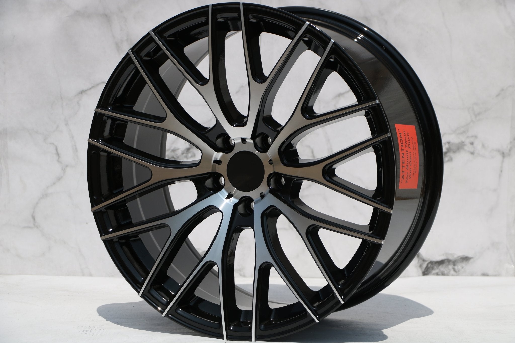 W008 D973 Black Machined Face 19x9.5 ET35 5x112/114.3 CB73.1 - Gun Hill Tire House (WTW - WHOLESALE TIRES & WHEELS)