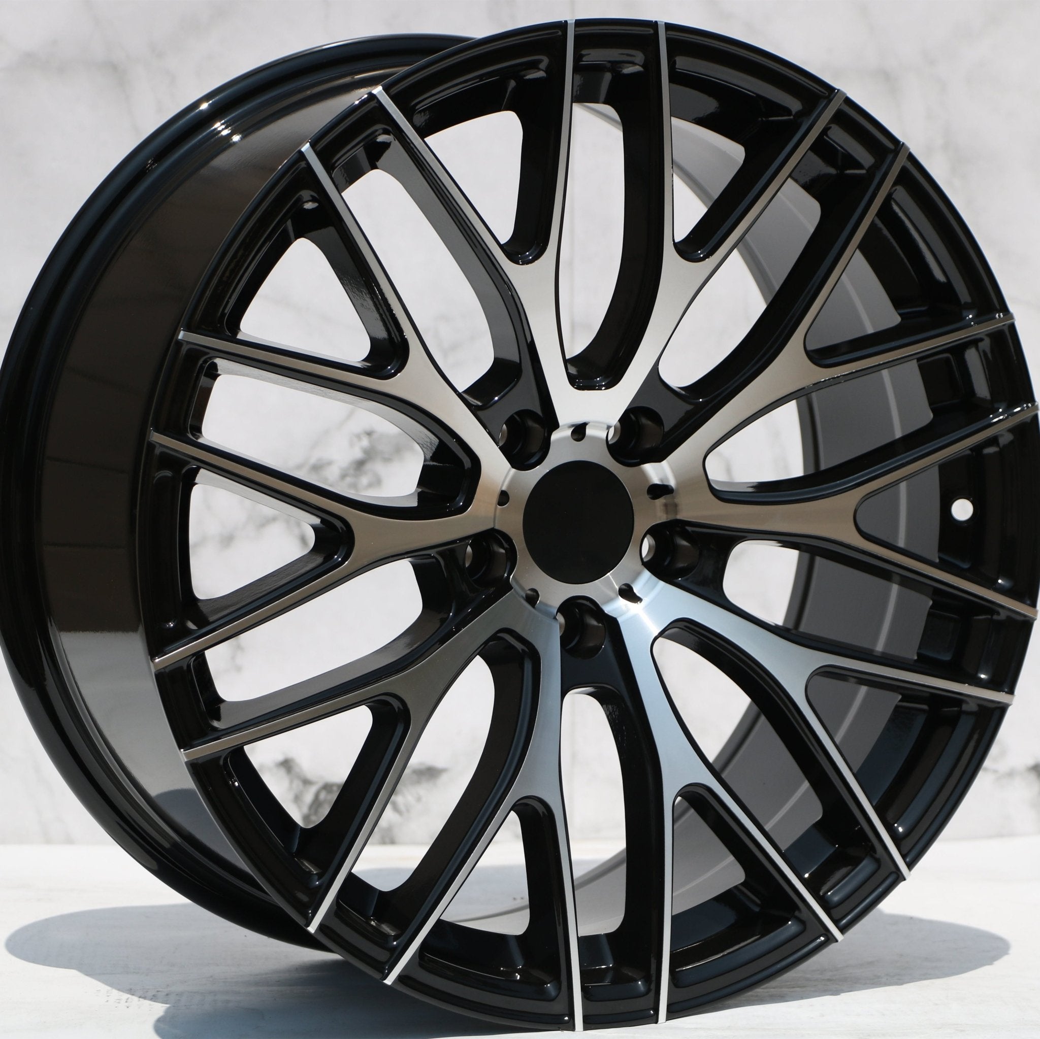 W008 D973 Black Machined Face 19x9.5 ET35 5x112/114.3 CB73.1 - Gun Hill Tire House (WTW - WHOLESALE TIRES & WHEELS)