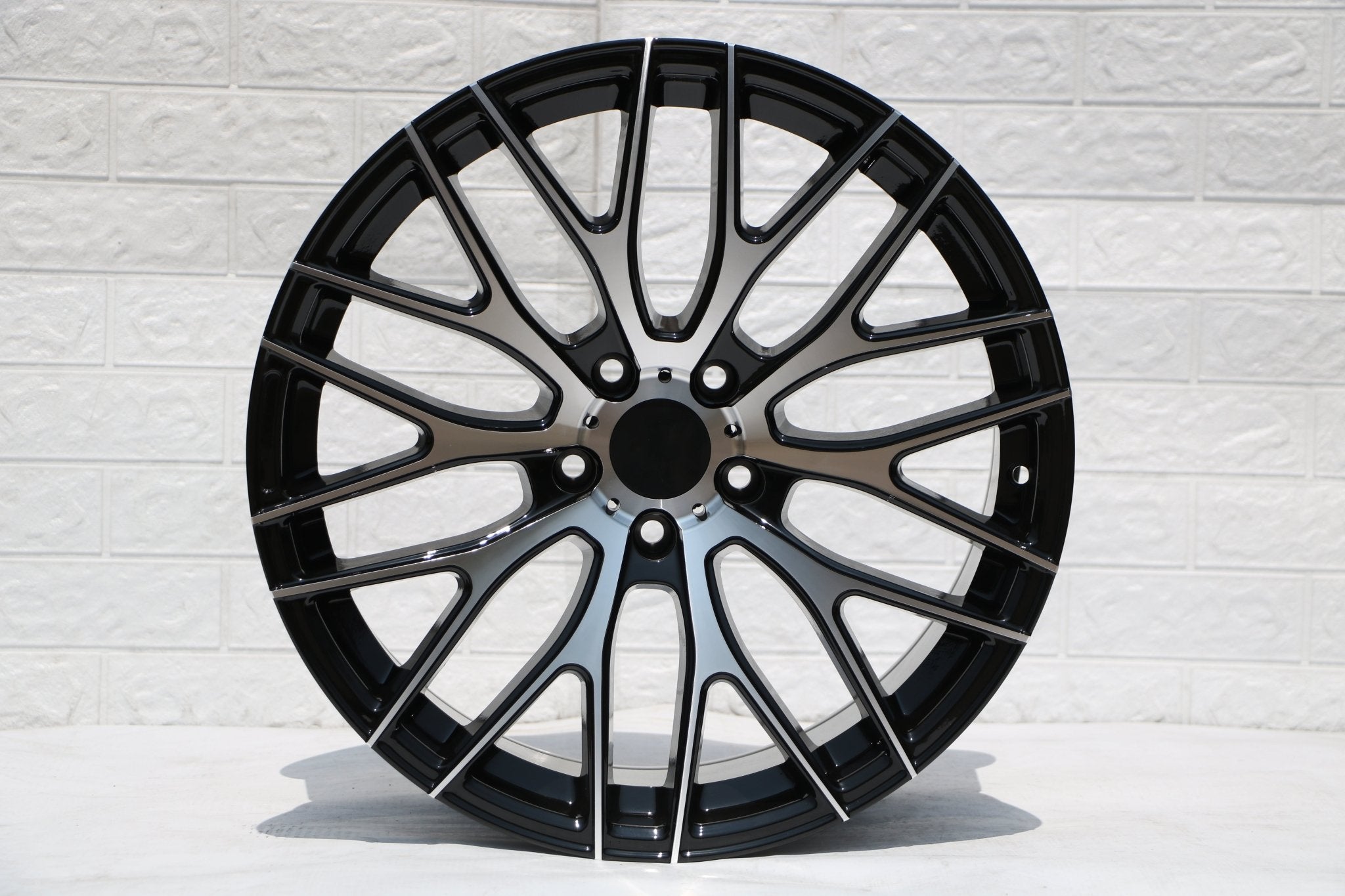 W008 D973 Black Machined Face 19x9.5 ET35 5x112/114.3 CB73.1 - Gun Hill Tire House (WTW - WHOLESALE TIRES & WHEELS)