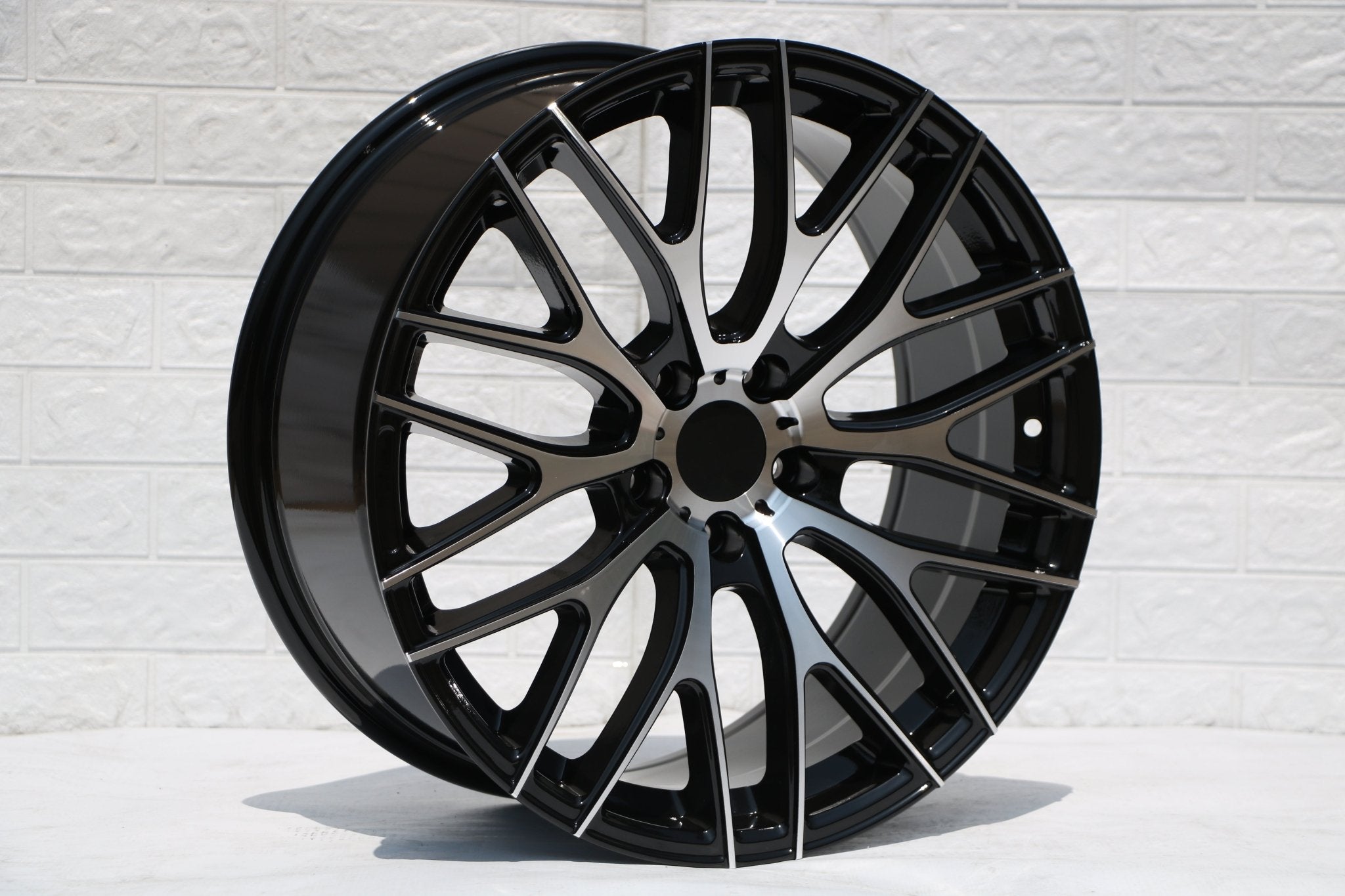 W008 D973 Black Machined Face 19x9.5 ET35 5x112/114.3 CB73.1 - Gun Hill Tire House (WTW - WHOLESALE TIRES & WHEELS)