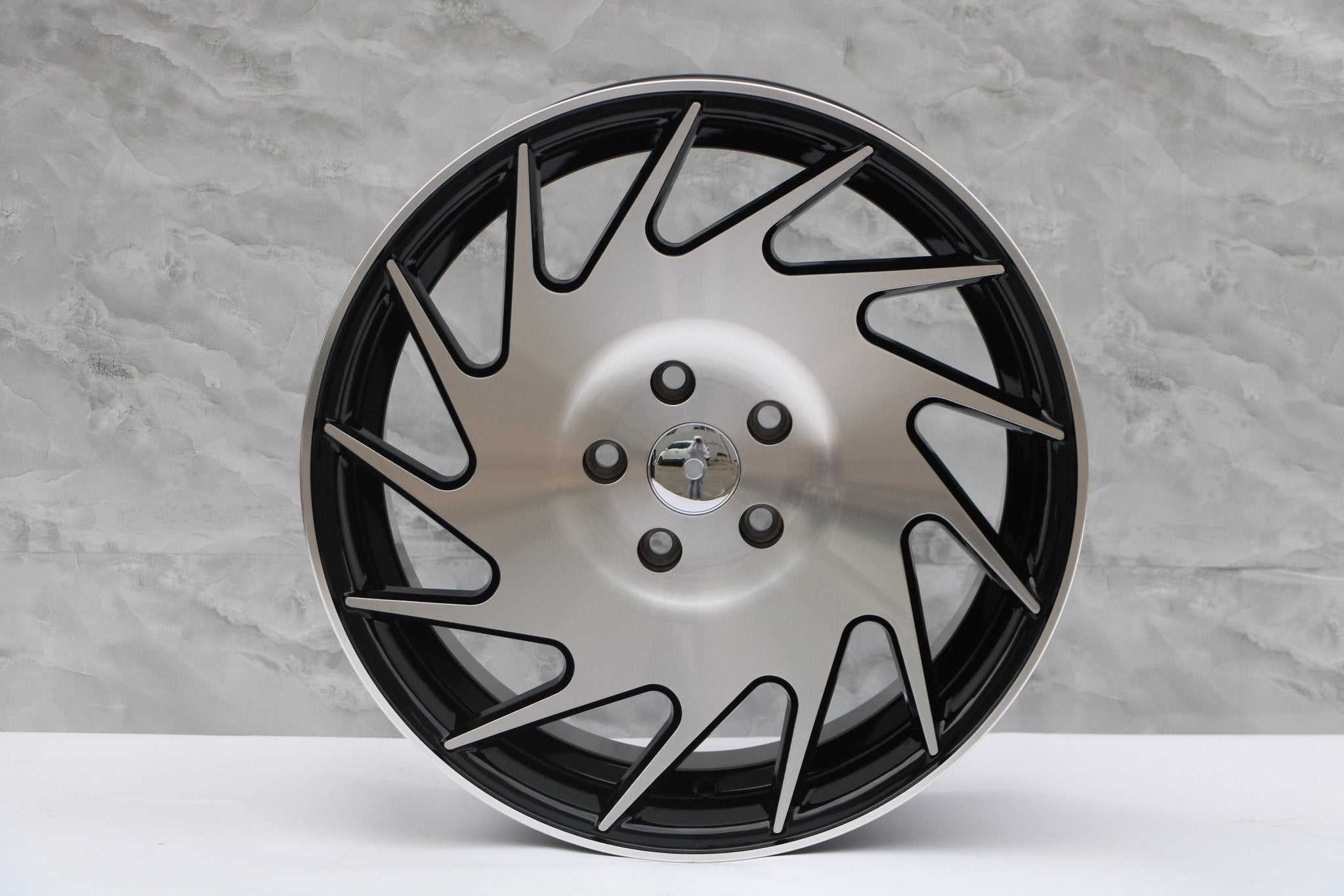 W022 IV - 1229 Black Machined Face 18x8.5 ET35 5x114.3 CB73.1 iv - 1229 - Gun Hill Tire House (WTW - WHOLESALE TIRES & WHEELS)
