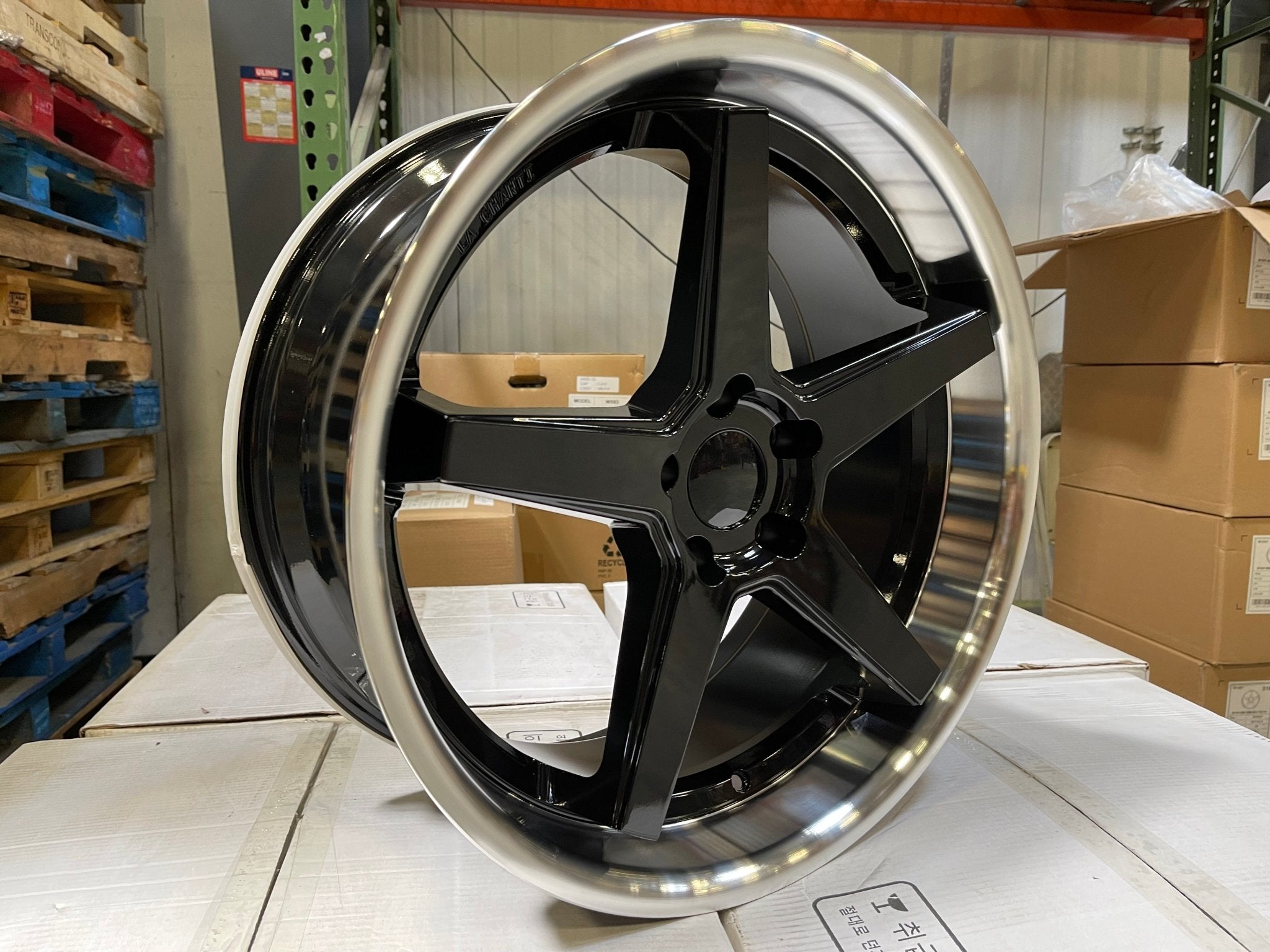 W1501 D1680 Black Machined Lip 20x9.0 ET35 5x112/114.3 CB73.1 - Gun Hill Tire House (WTW - WHOLESALE TIRES & WHEELS)
