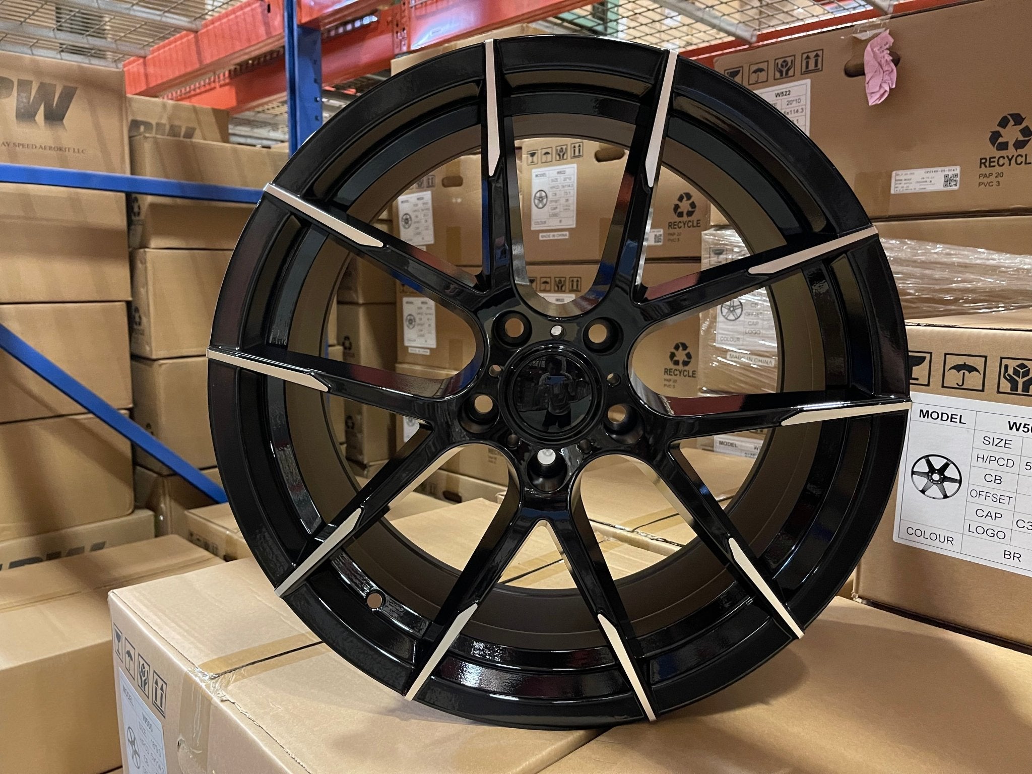 W1504 1641 Black Machined Face 18x8.5 ET35 5x114.3 CB73.1 - Gun Hill Tire House (WTW - WHOLESALE TIRES & WHEELS)