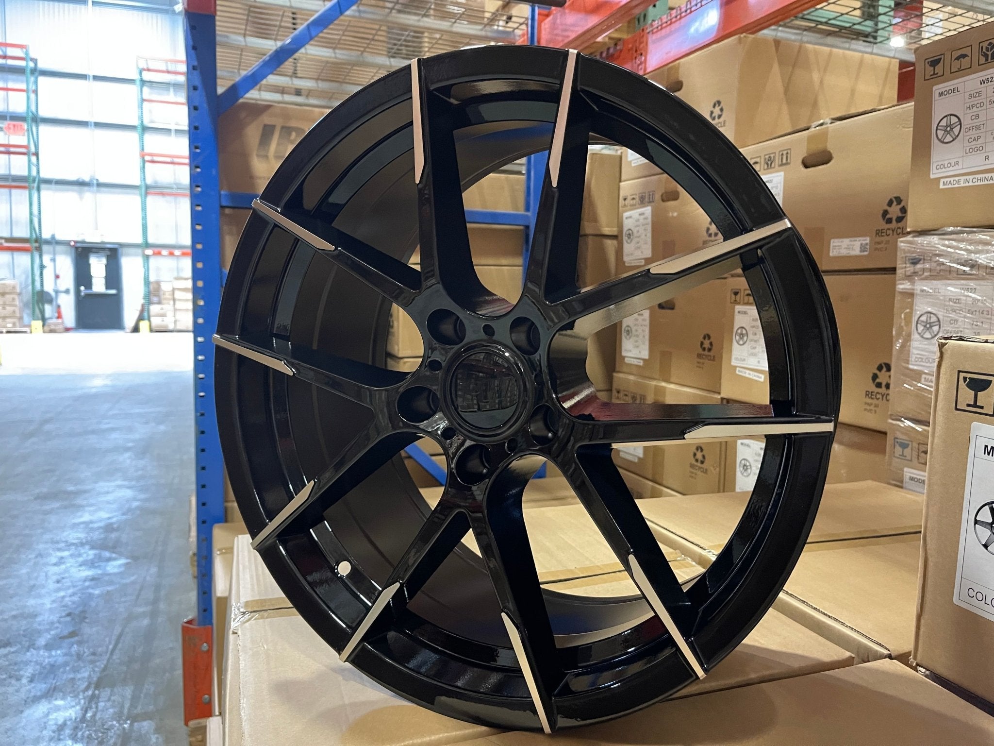 W1504 1641 Black Machined Face 18x8.5 ET35 5x114.3 CB73.1 - Gun Hill Tire House (WTW - WHOLESALE TIRES & WHEELS)