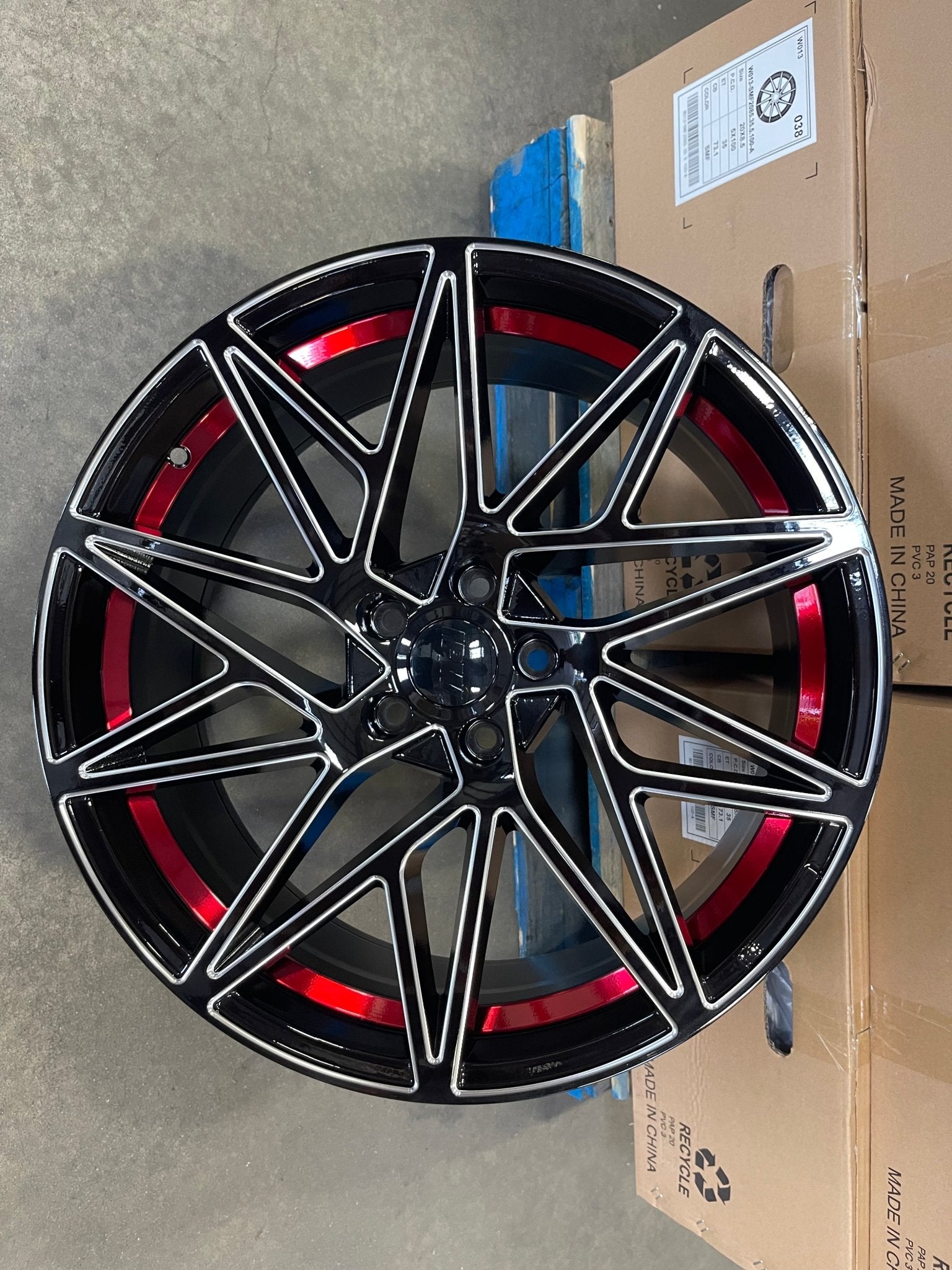 W1505 1632 Black Milled Red Window 20x8.5 ET35 5x114.3 CB73.1 - Gun Hill Tire House (WTW - WHOLESALE TIRES & WHEELS)