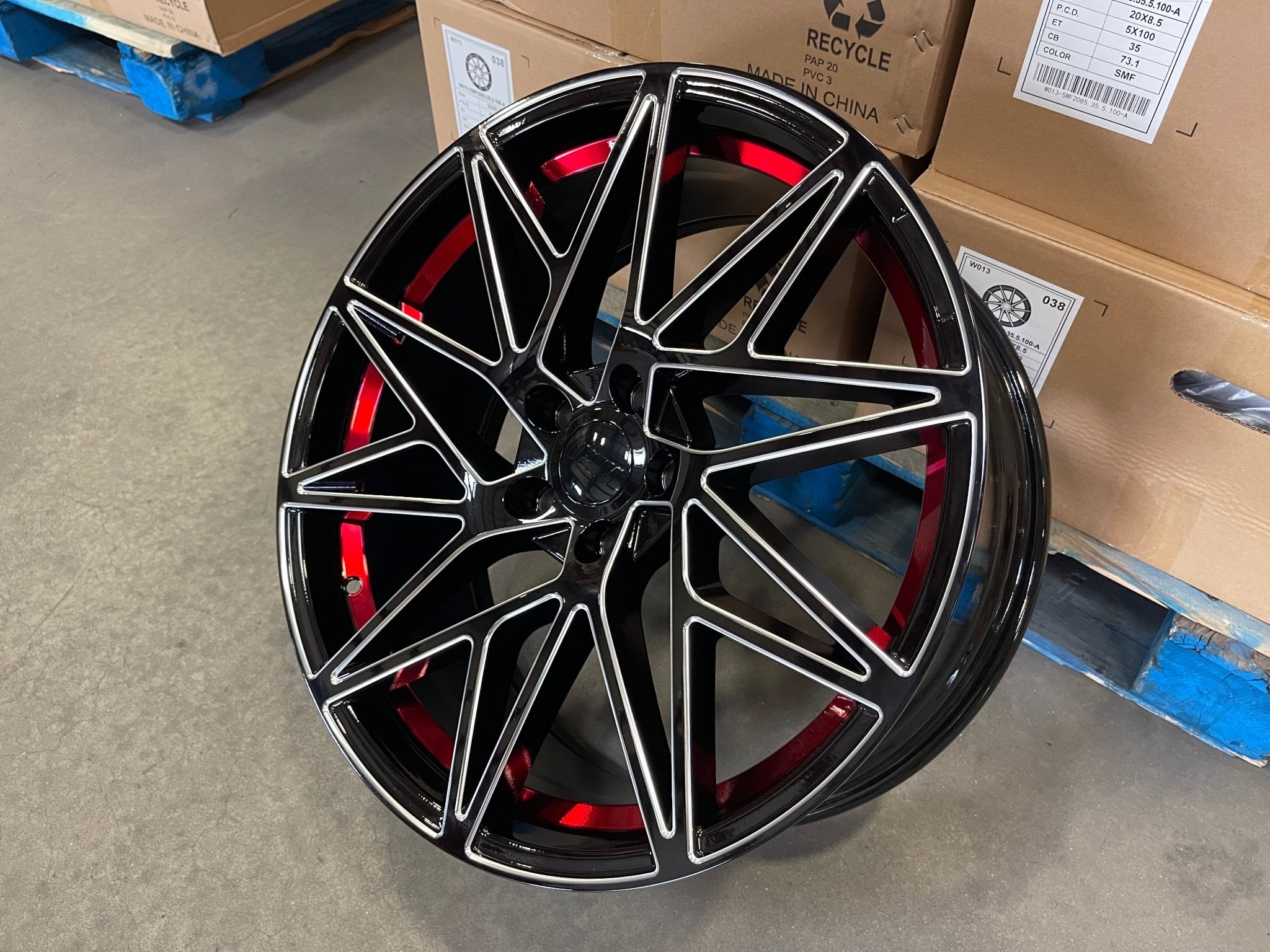 W1505 1632 Black Milled Red Window 20x8.5 ET35 5x114.3 CB73.1 - Gun Hill Tire House (WTW - WHOLESALE TIRES & WHEELS)