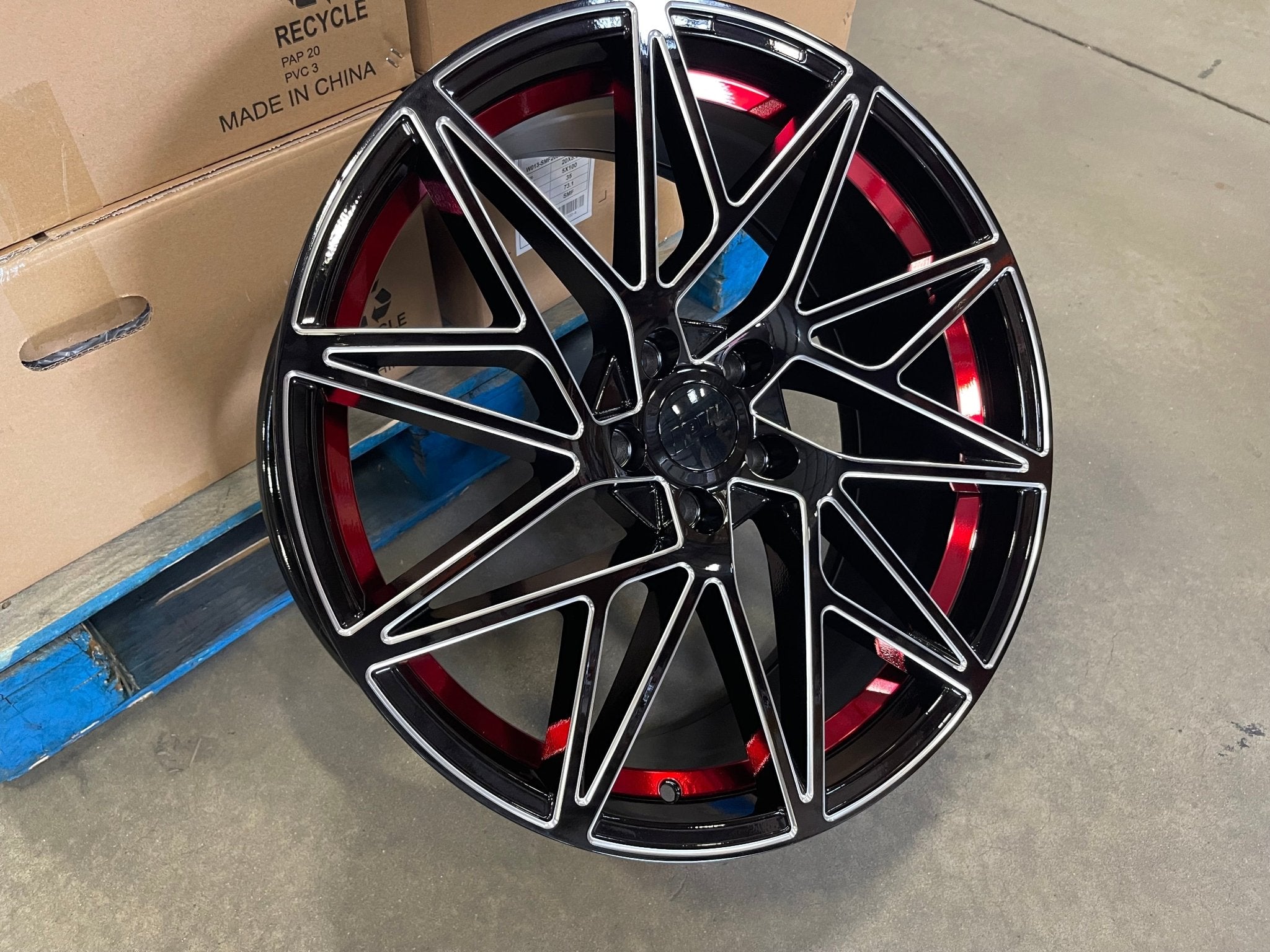 W1505 1632 Black Milled Red Window 20x8.5 ET35 5x114.3 CB73.1 - Gun Hill Tire House (WTW - WHOLESALE TIRES & WHEELS)