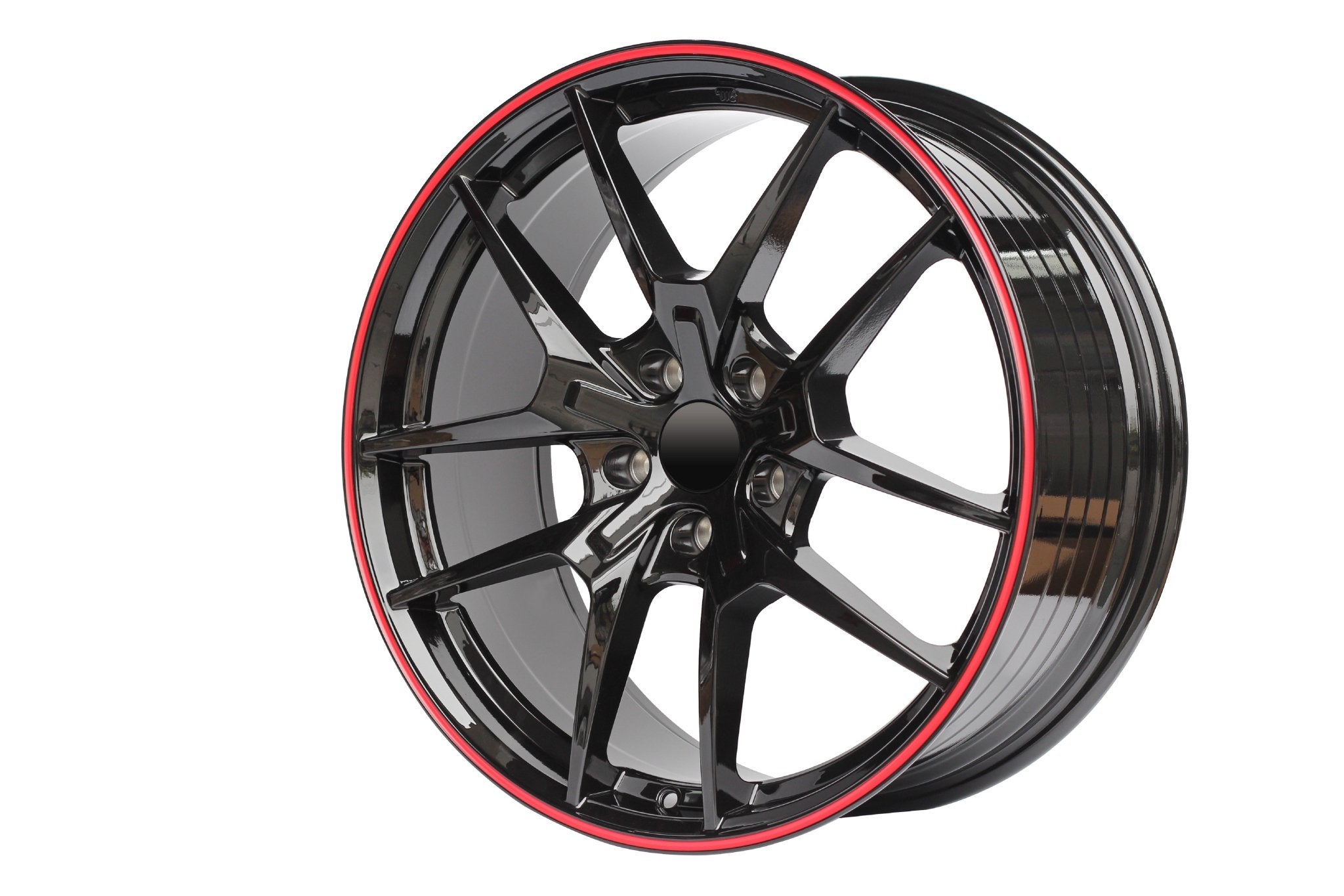 W301 XY31 Gloss Black Red Lip 18x8.5 ET35 5x114.3 CB73.1 Flow Forged 20LBS - Gun Hill Tire House (WTW - WHOLESALE TIRES & WHEELS)