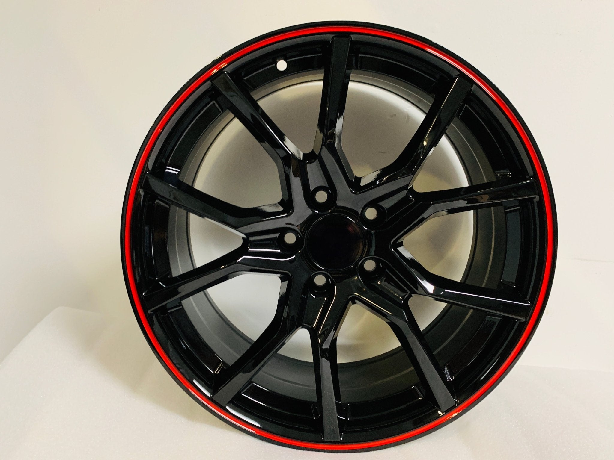 W314 1418 Black with Red Lip 18x8.0 ET41 5x114.3 CB73.1 - Gun Hill Tire House (WTW - WHOLESALE TIRES & WHEELS)
