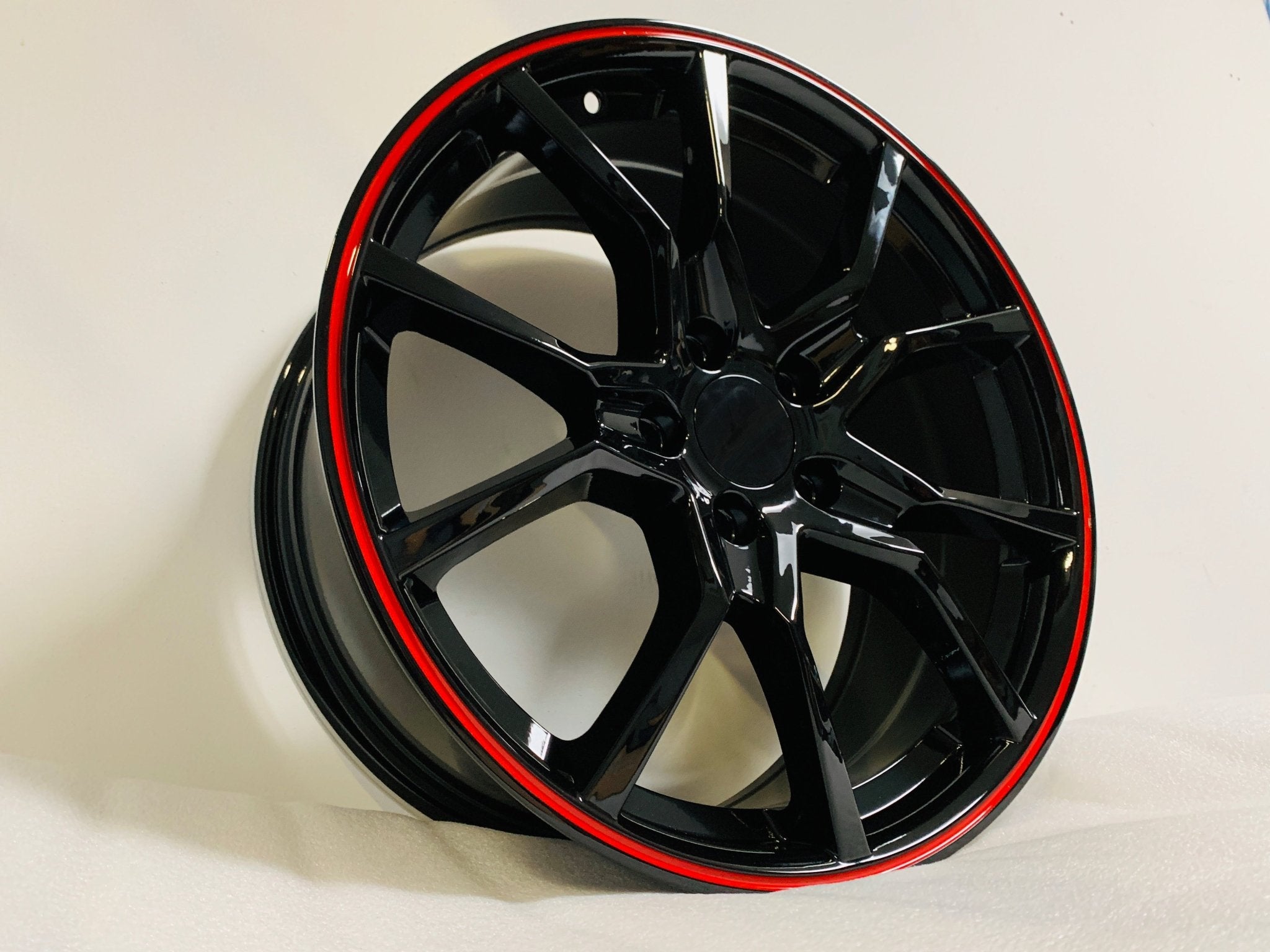 W314 1418 Black with Red Lip 18x8.0 ET41 5x114.3 CB73.1 - Gun Hill Tire House (WTW - WHOLESALE TIRES & WHEELS)