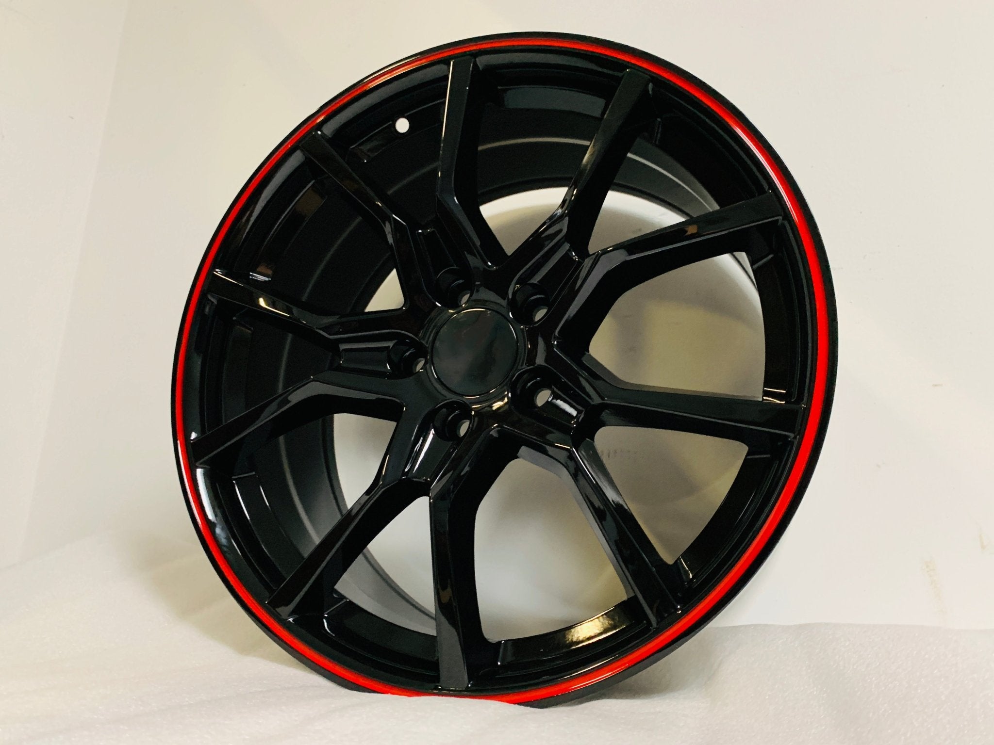 W314 1418 Black with Red Lip 18x8.0 ET41 5x114.3 CB73.1 - Gun Hill Tire House (WTW - WHOLESALE TIRES & WHEELS)