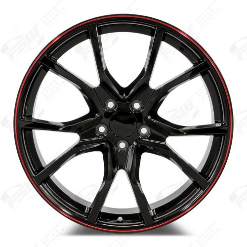 W314 1418 Black with Red Lip 18x8.0 ET41 5x114.3 CB73.1 - Gun Hill Tire House (WTW - WHOLESALE TIRES & WHEELS)