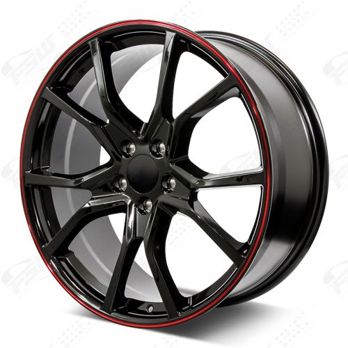 W314 1418 Black with Red Lip 18x8.0 ET41 5x114.3 CB73.1 - Gun Hill Tire House (WTW - WHOLESALE TIRES & WHEELS)