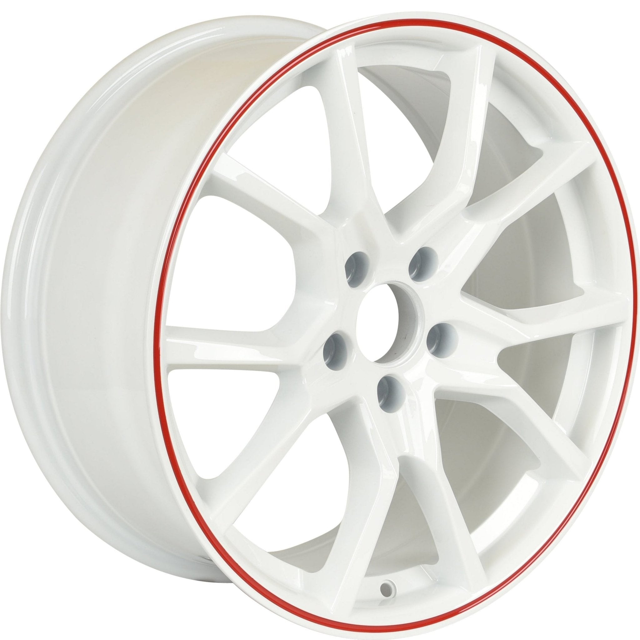 W314 1418 White Red Lip 18x8.0 ET41 5x114.3 CB73.1 - Gun Hill Tire House (WTW - WHOLESALE TIRES & WHEELS)