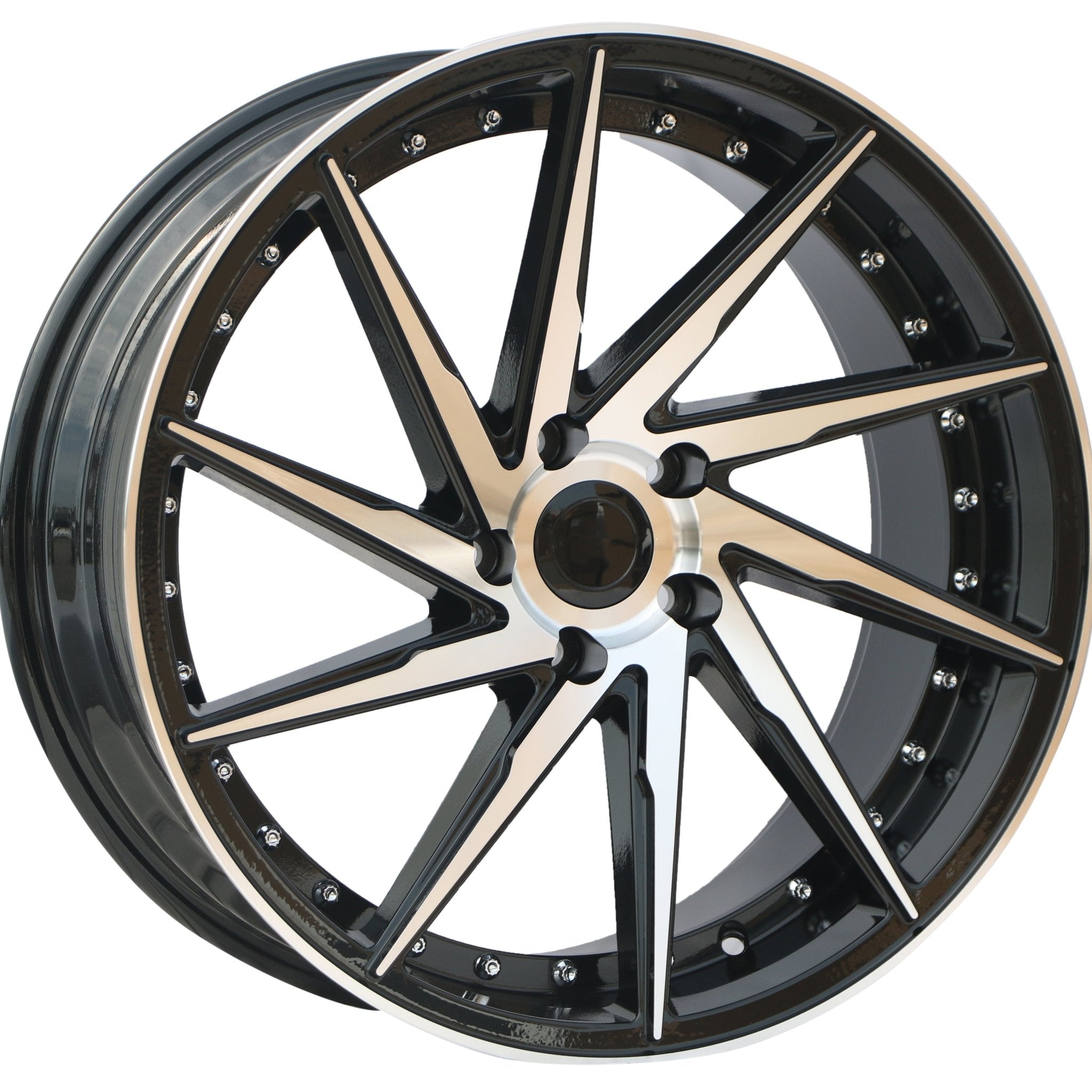 W511 1284A Black Machined Face w/ Silver Rivets 17x8.5 ET35 5x100/113 CB73.1 - Gun Hill Tire House (WTW - WHOLESALE TIRES & WHEELS)