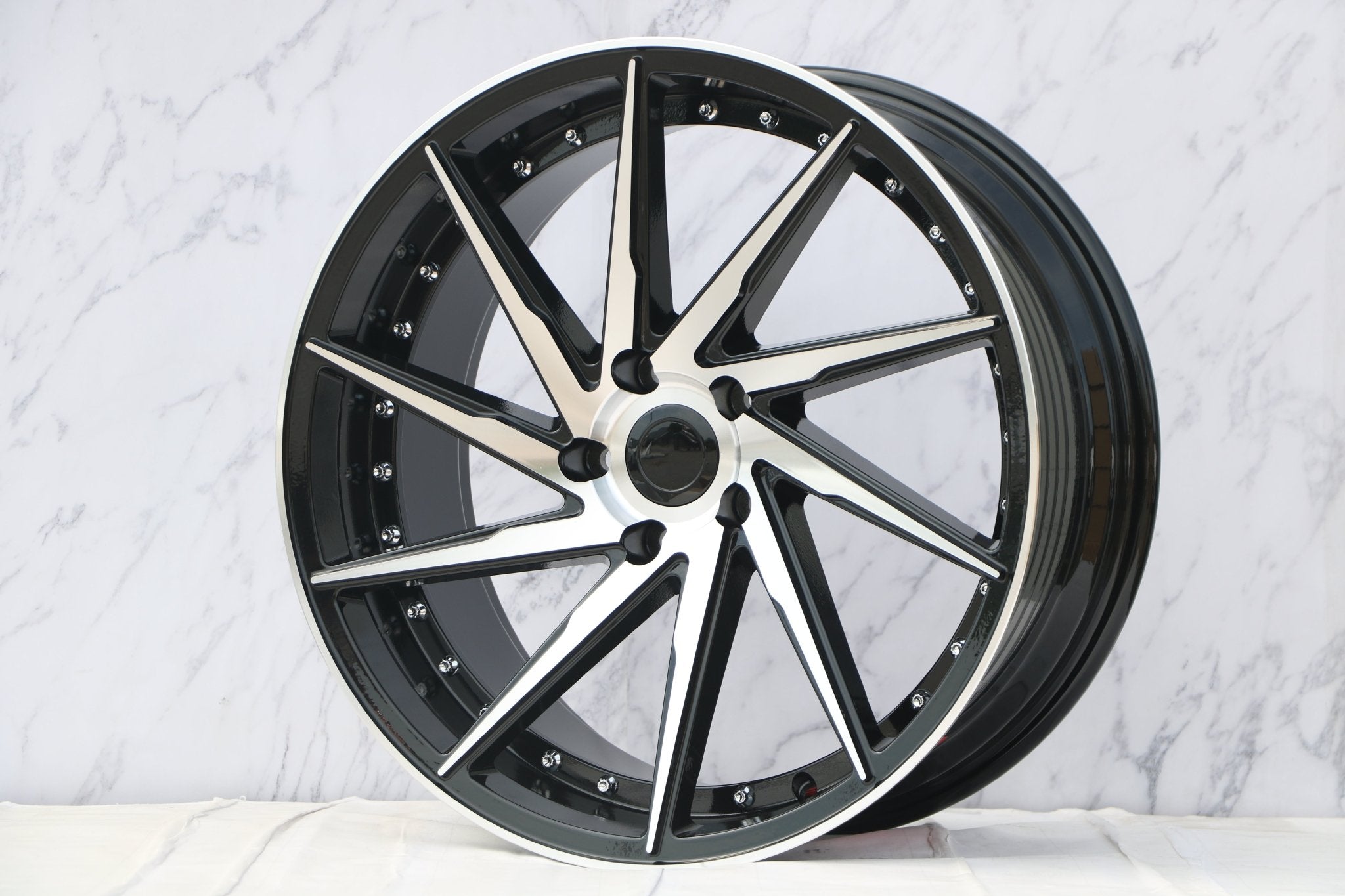 W511 1284A Black Machined Face w/ Silver Rivets 17x8.5 ET35 5x100/113 CB73.1 - Gun Hill Tire House (WTW - WHOLESALE TIRES & WHEELS)