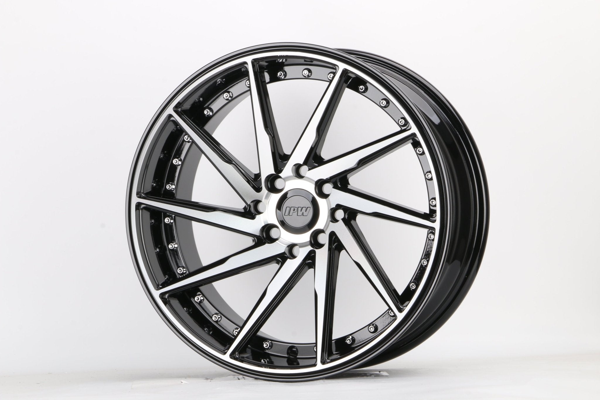 W511 1284A Black Machined Face w/ Silver Rivets 17x8.5 ET35 5x100/113 CB73.1 - Gun Hill Tire House (WTW - WHOLESALE TIRES & WHEELS)