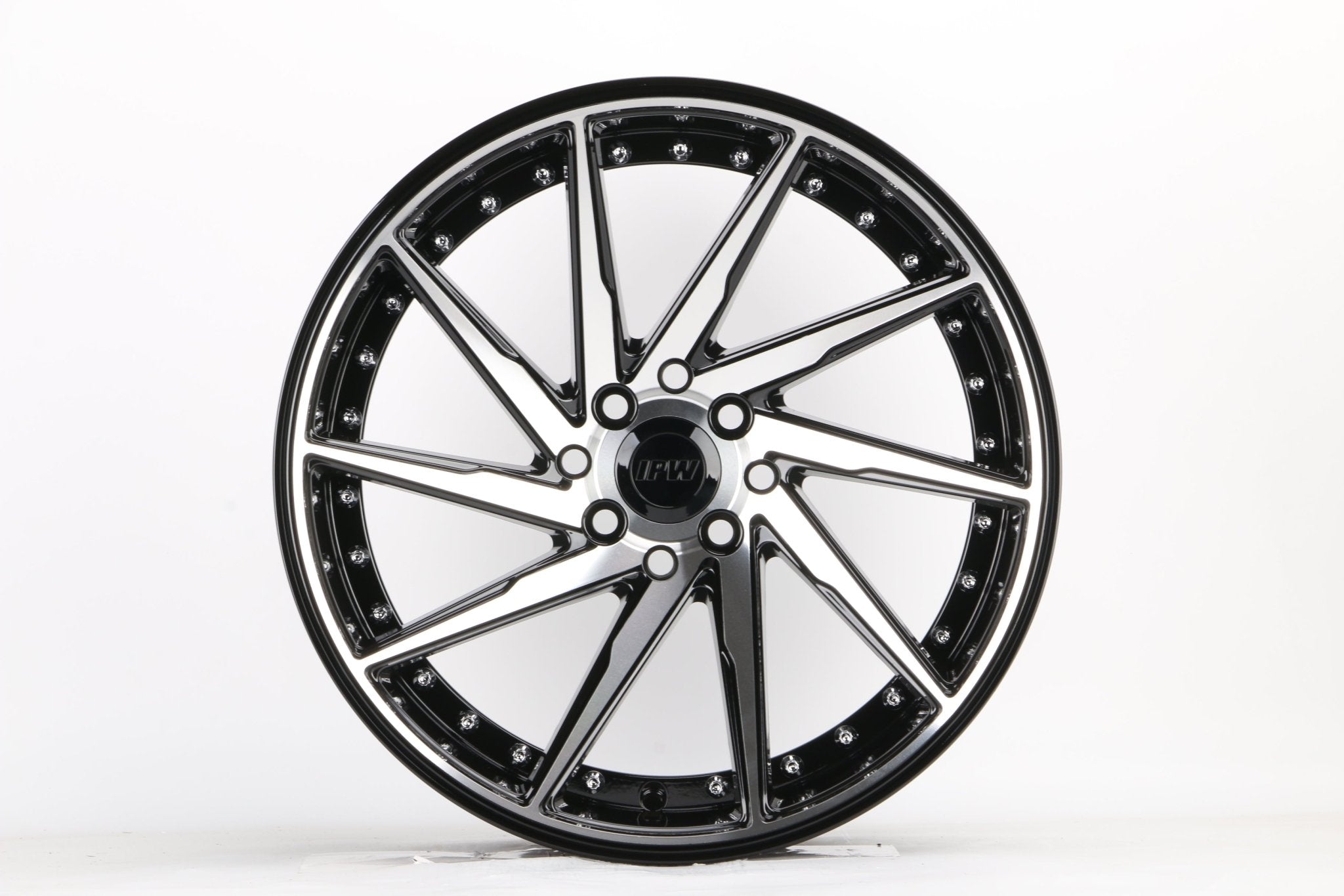 W511 1284A Black Machined Face w/ Silver Rivets 17x8.5 ET35 5x100/113 CB73.1 - Gun Hill Tire House (WTW - WHOLESALE TIRES & WHEELS)