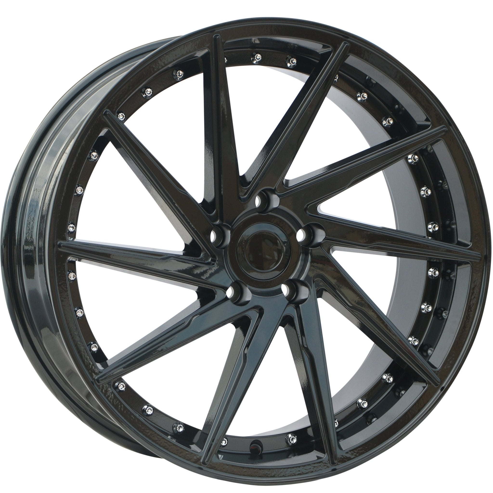 W511 1284A Gloss Black Silver Rivet 19x9.5 ET35 5x114.3 CB73.1 - Gun Hill Tire House (WTW - WHOLESALE TIRES & WHEELS)