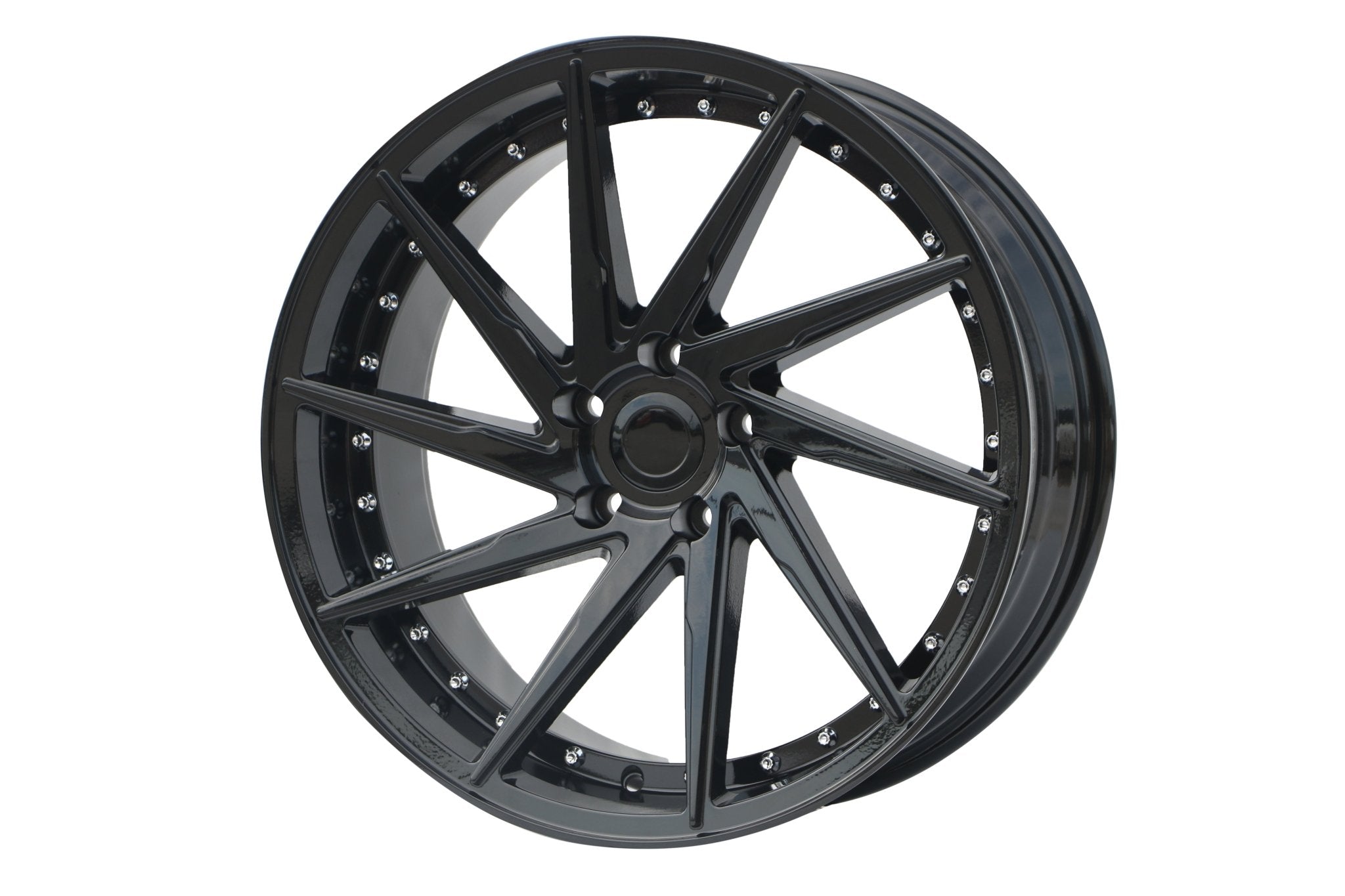 W511 1284A Gloss Black Silver Rivet 19x9.5 ET35 5x114.3 CB73.1 - Gun Hill Tire House (WTW - WHOLESALE TIRES & WHEELS)