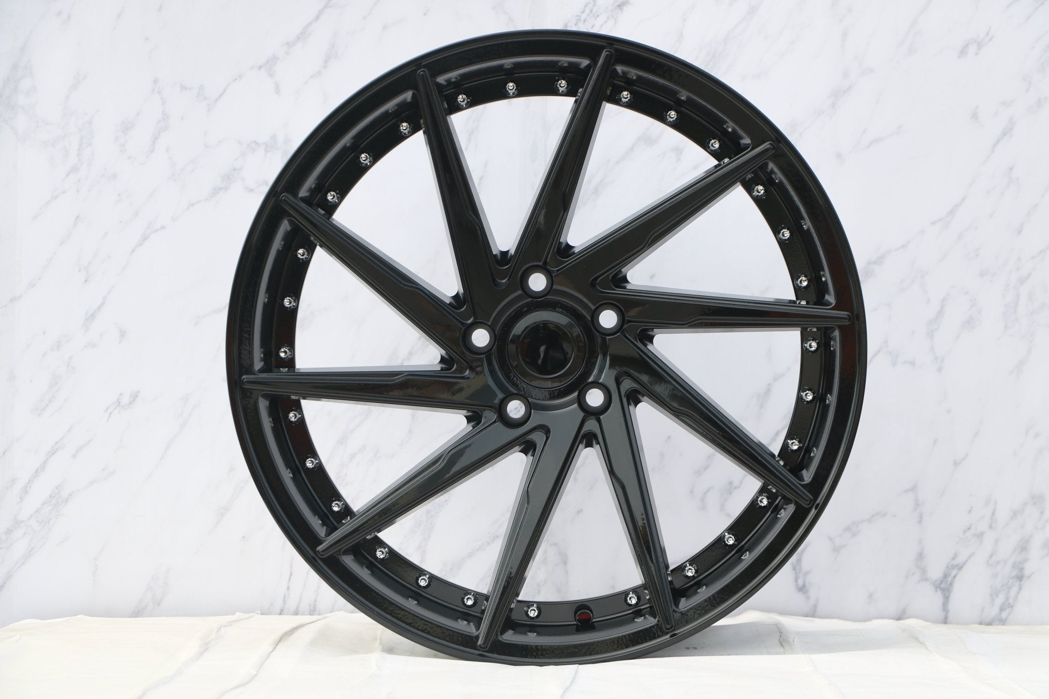 W511 1284A Gloss Black Silver Rivet 19x9.5 ET35 5x114.3 CB73.1 - Gun Hill Tire House (WTW - WHOLESALE TIRES & WHEELS)
