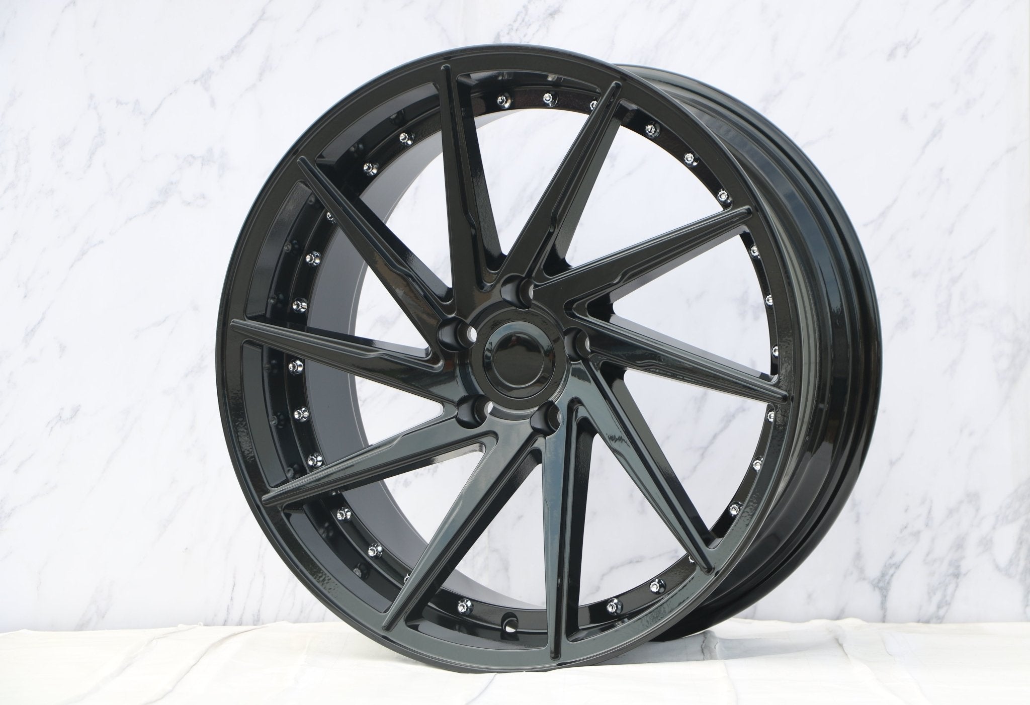 W511 1284A Gloss Black Silver Rivet 19x9.5 ET35 5x114.3 CB73.1 - Gun Hill Tire House (WTW - WHOLESALE TIRES & WHEELS)