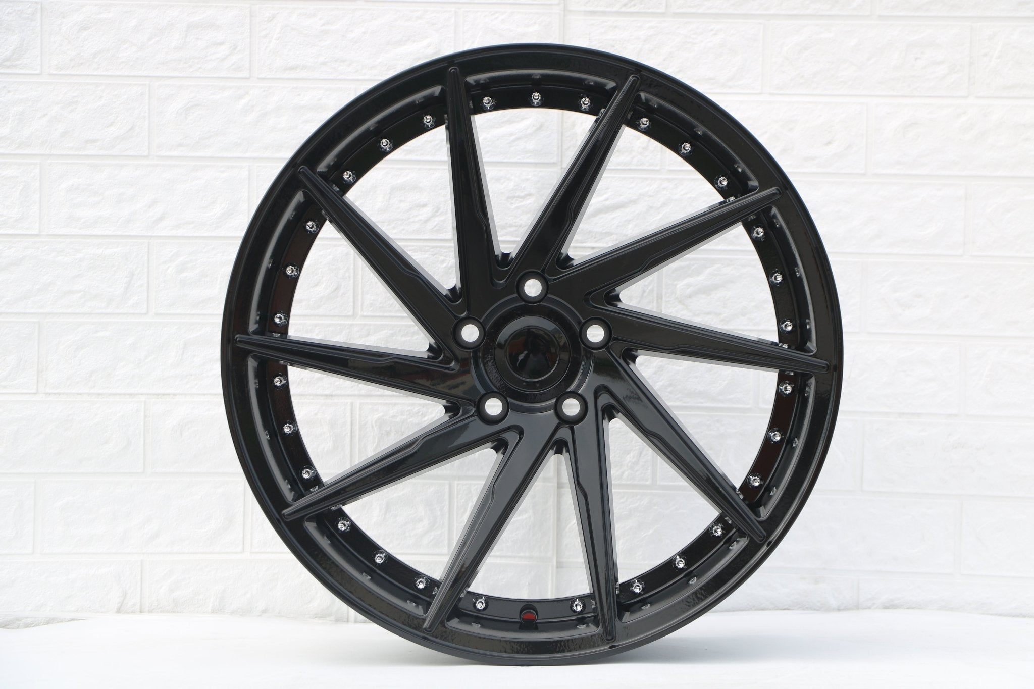W511 1284A Gloss Black Silver Rivet 19x9.5 ET35 5x114.3 CB73.1 - Gun Hill Tire House (WTW - WHOLESALE TIRES & WHEELS)