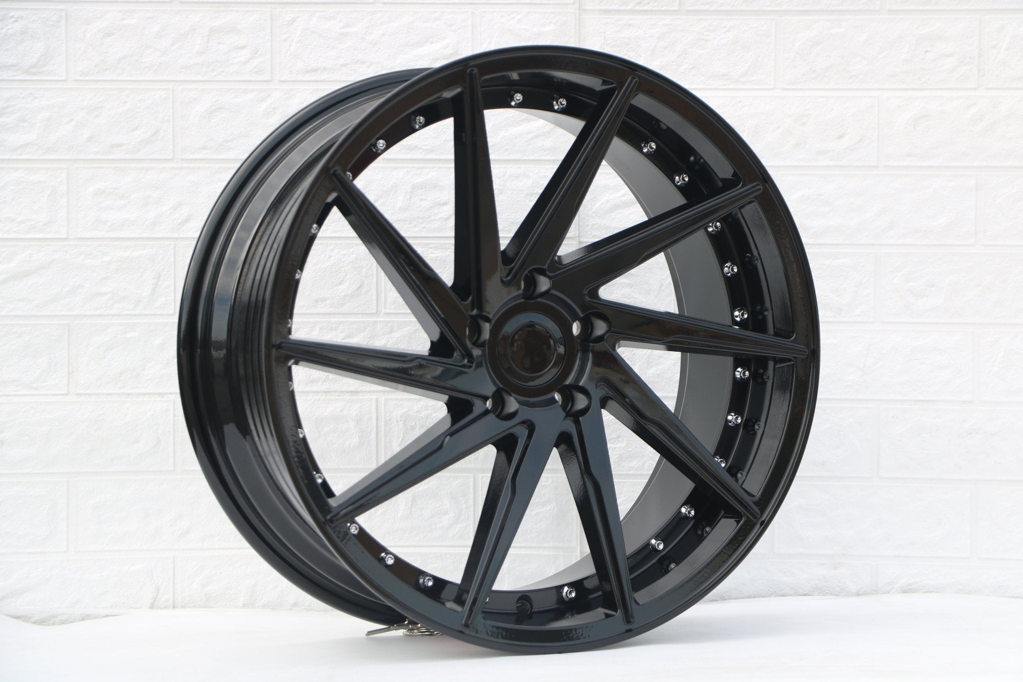 W511 1284A Gloss Black Silver Rivet 19x9.5 ET35 5x114.3 CB73.1 - Gun Hill Tire House (WTW - WHOLESALE TIRES & WHEELS)