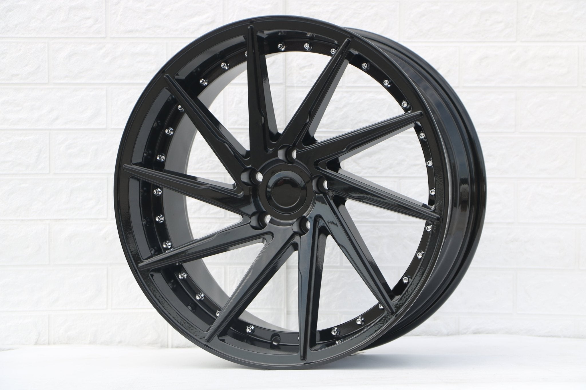 W511 1284A Gloss Black Silver Rivet 19x9.5 ET35 5x114.3 CB73.1 - Gun Hill Tire House (WTW - WHOLESALE TIRES & WHEELS)