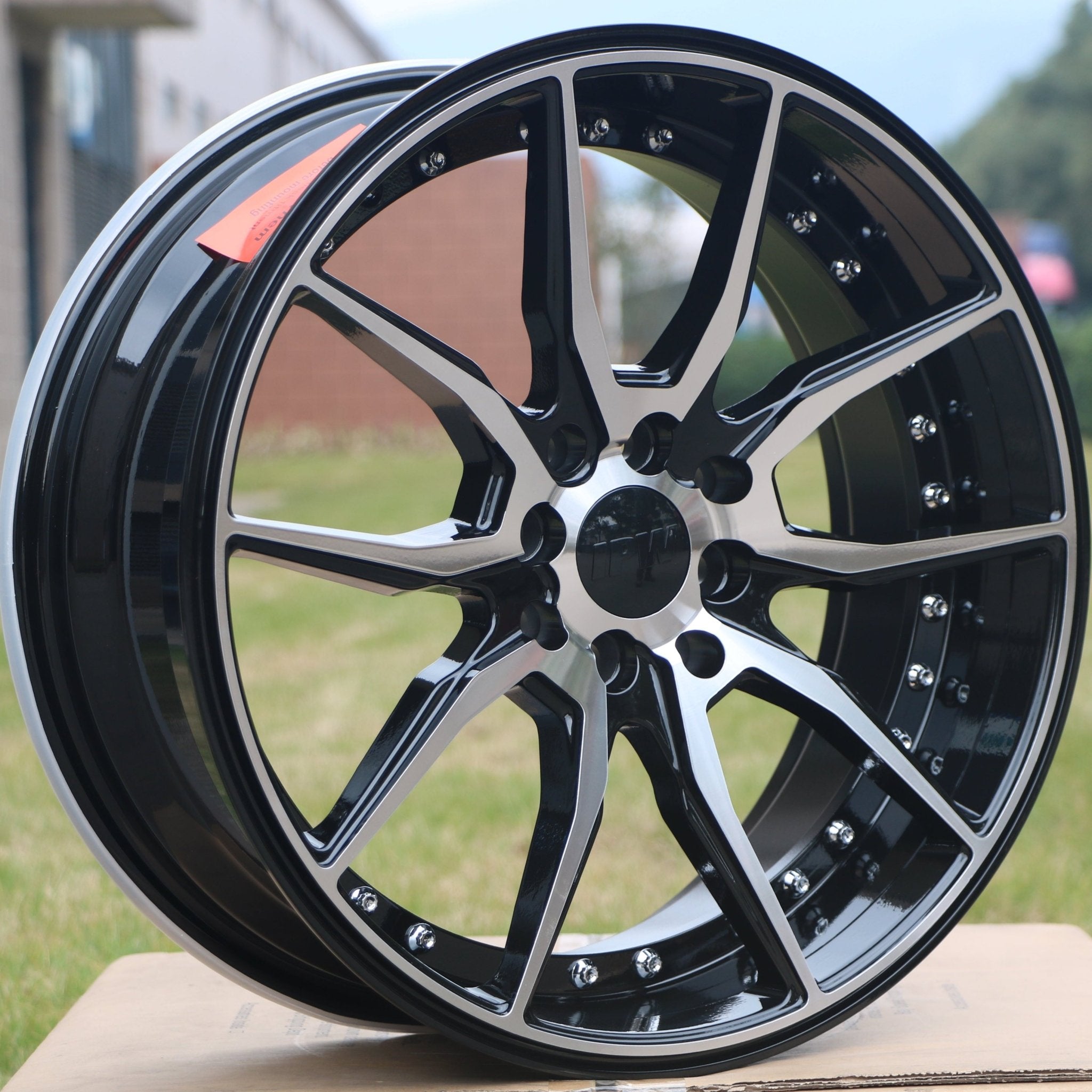 W512 1646 Black Machined Face Silver Rivet 20*8.5 ET35 5x114.3 CB73.1 - Gun Hill Tire House (WTW - WHOLESALE TIRES & WHEELS)