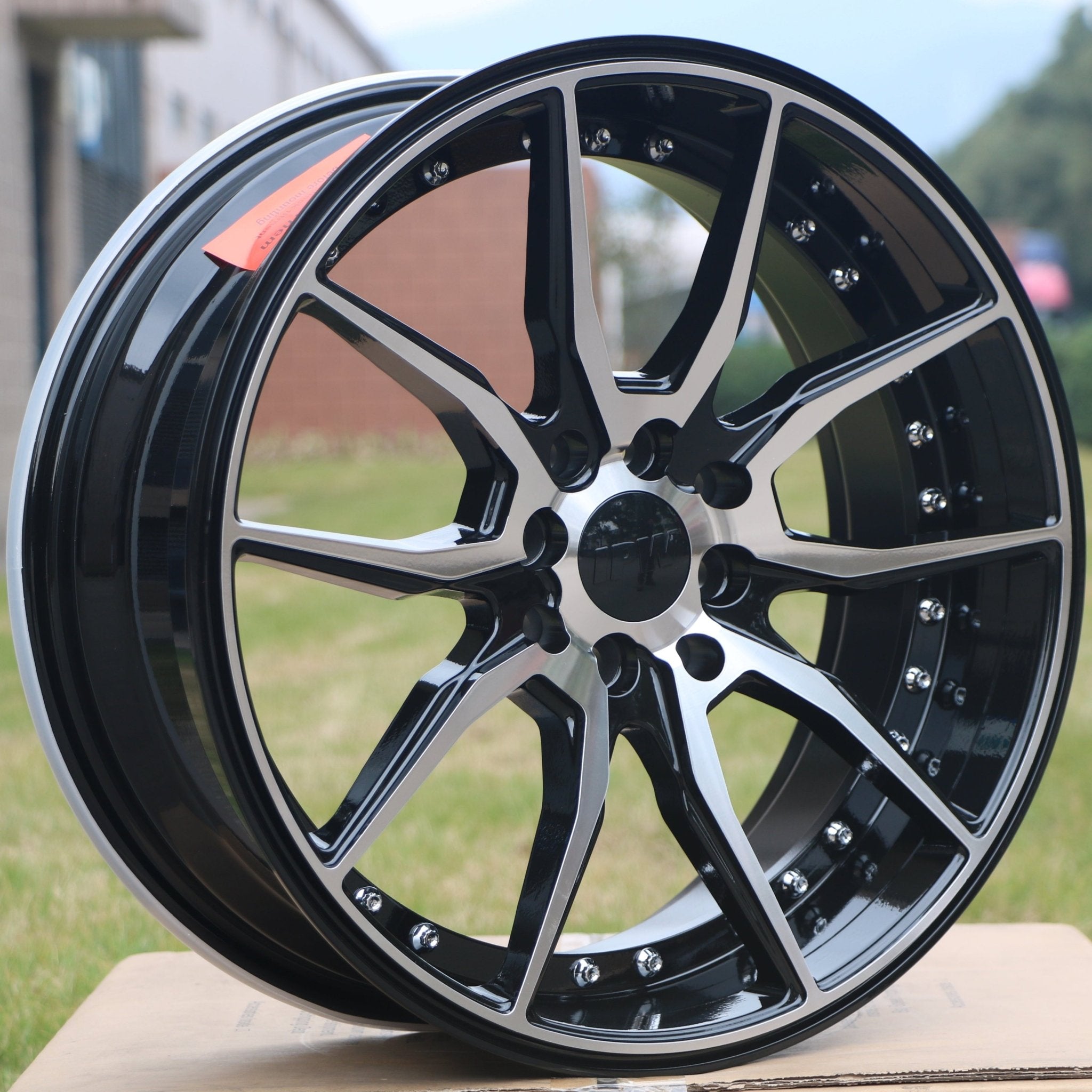 W512 1646 Black Machined Face Silver Rivet 20*8.5 ET35 5x120 CB72.6 - Gun Hill Tire House (WTW - WHOLESALE TIRES & WHEELS)