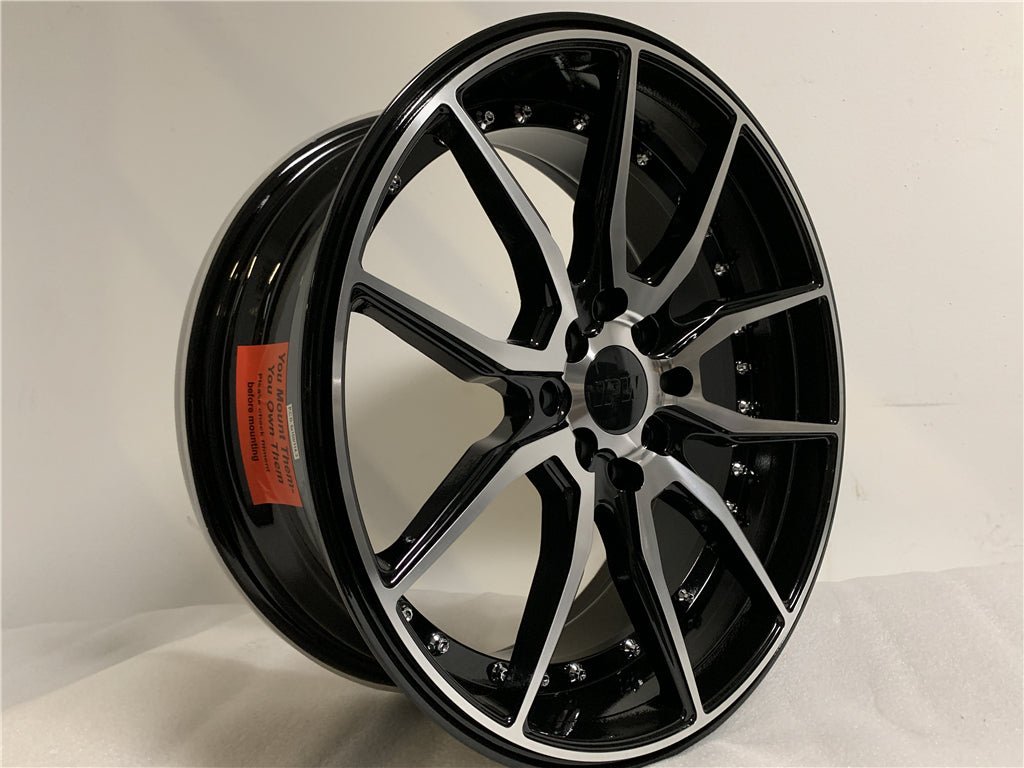 W512 1646 Black Machined Face Silver Rivet 20*8.5 ET35 5x120 CB72.6 - Gun Hill Tire House (WTW - WHOLESALE TIRES & WHEELS)