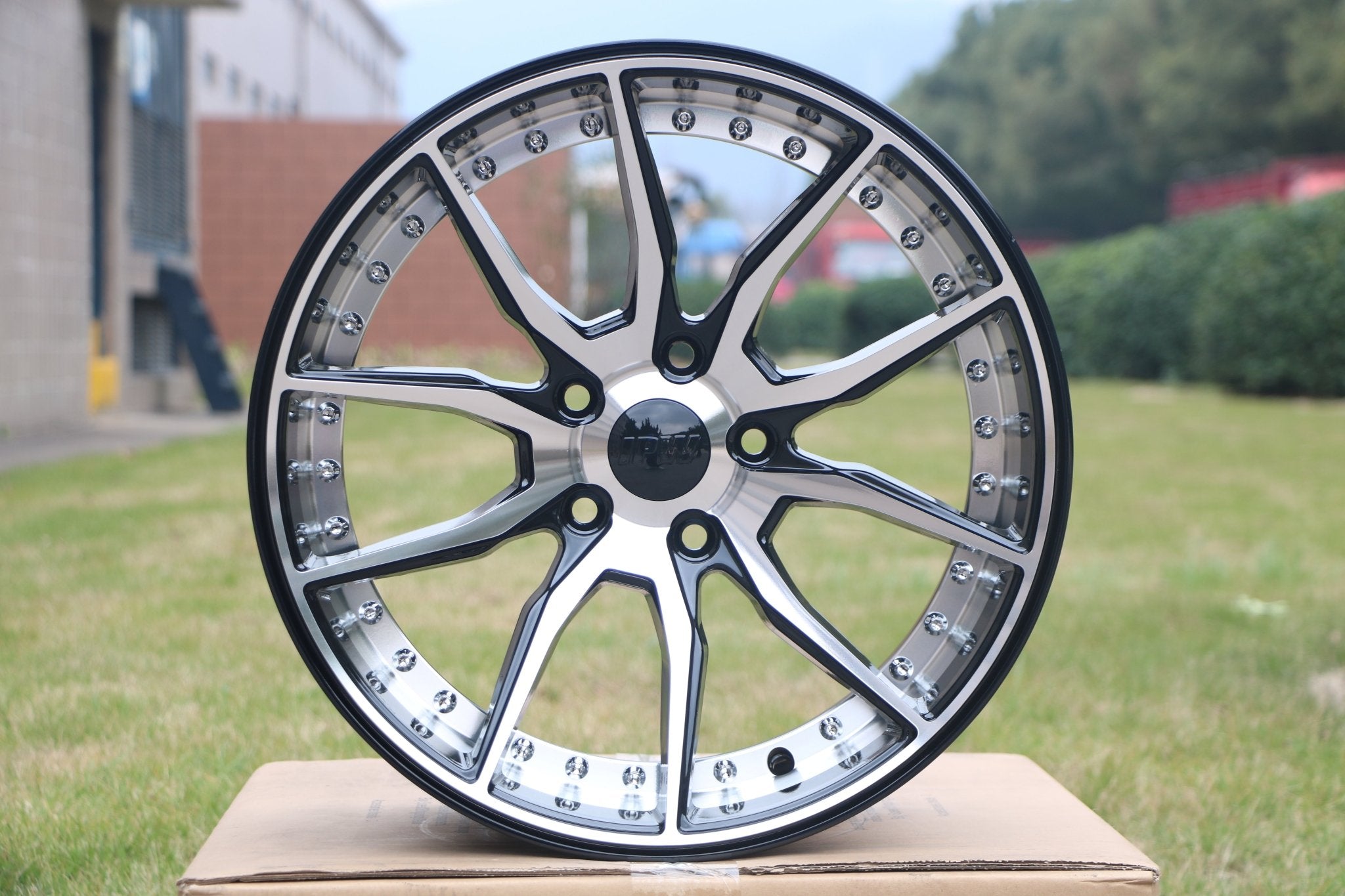 W512 1646 Black Machined Face Silver Rivet 20*8.5 ET35 5x114.3 CB73.1 - Gun Hill Tire House (WTW - WHOLESALE TIRES & WHEELS)